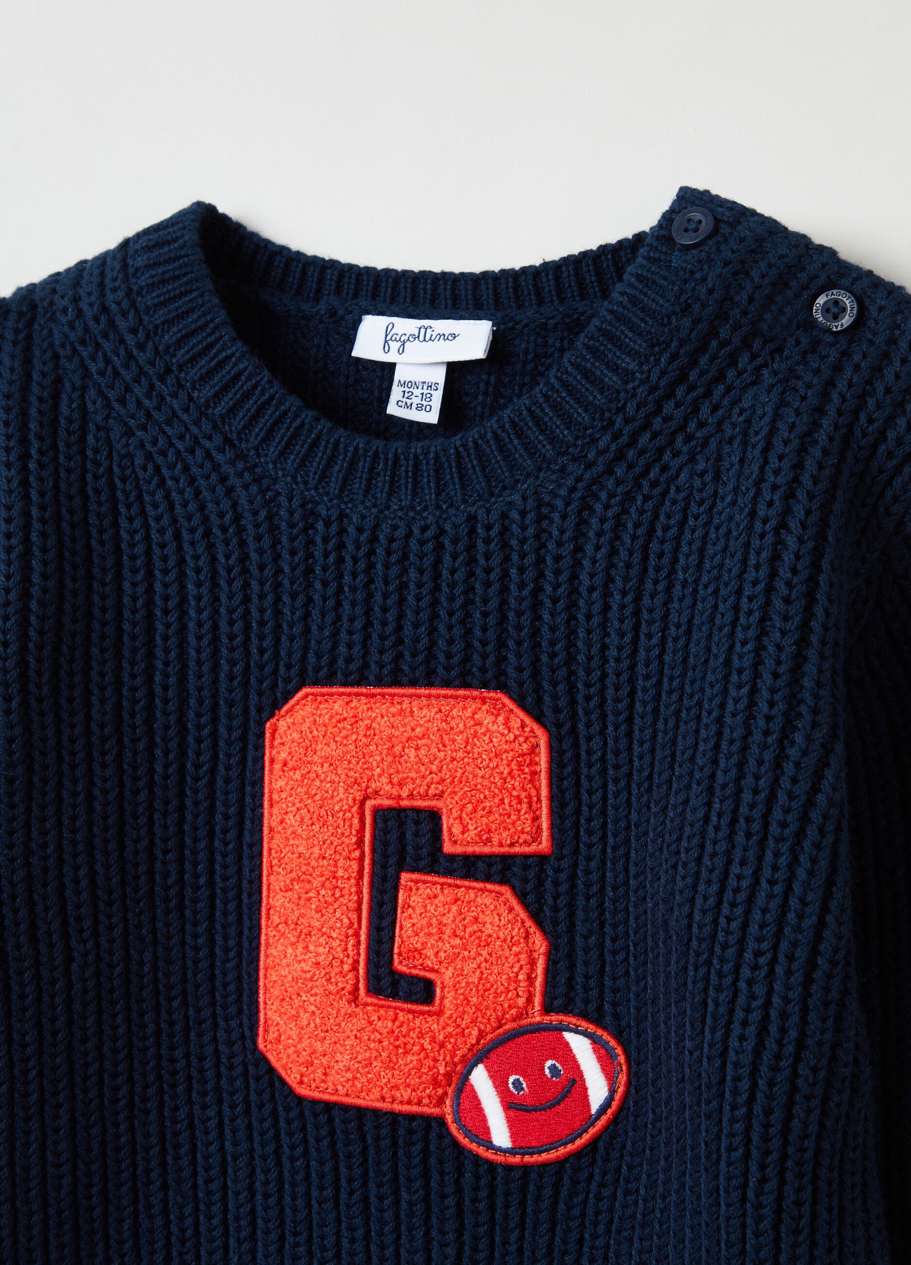 Pullover in cotone con patch lettering_2