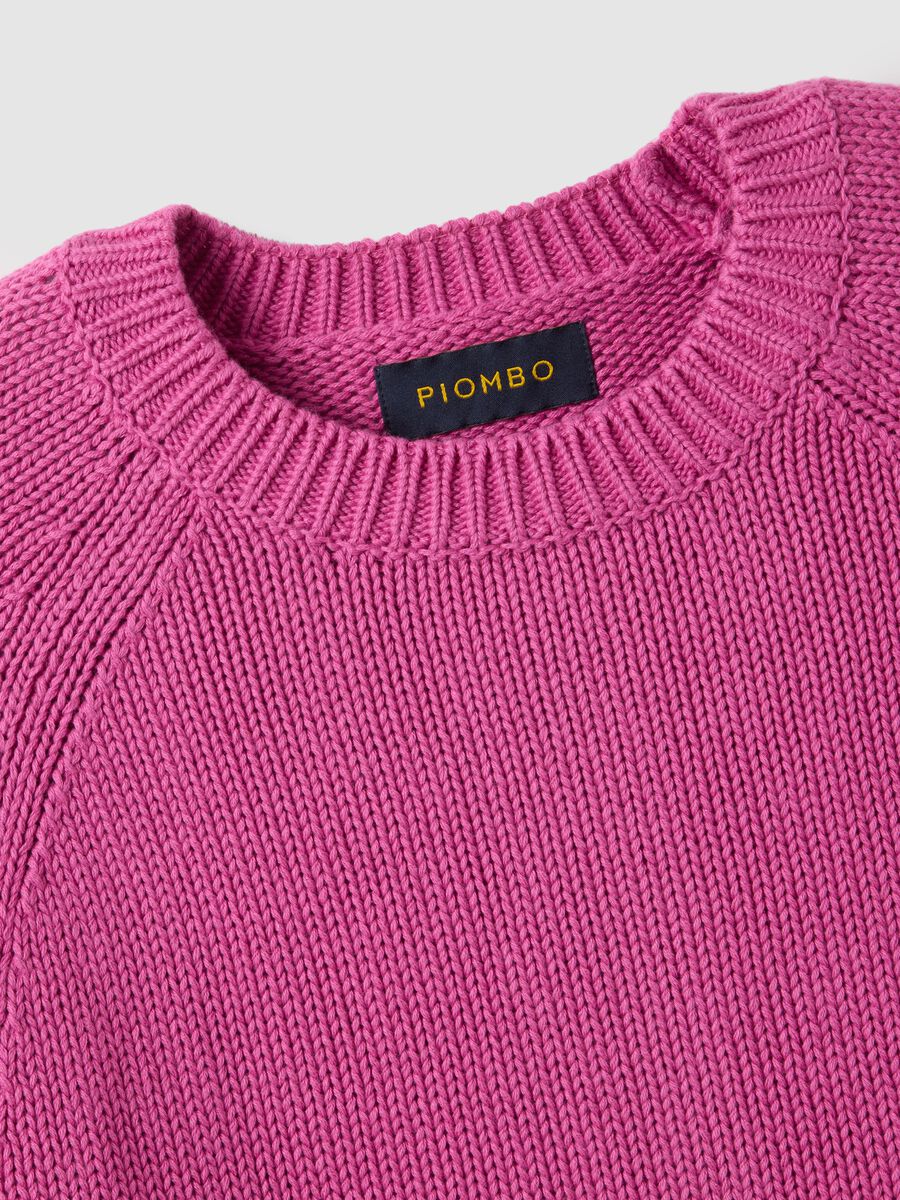 Pink crew neck jumper in pure cotton regular fit_5