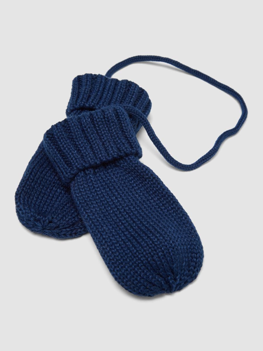 Guanti blu in maglia con laccetto_2