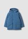 Long padded blue parka with detachable hood, oversized fit_0