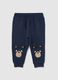 Kids' Joggers in Pure Blue Cotton Regular Fit with Teddy Bear_0