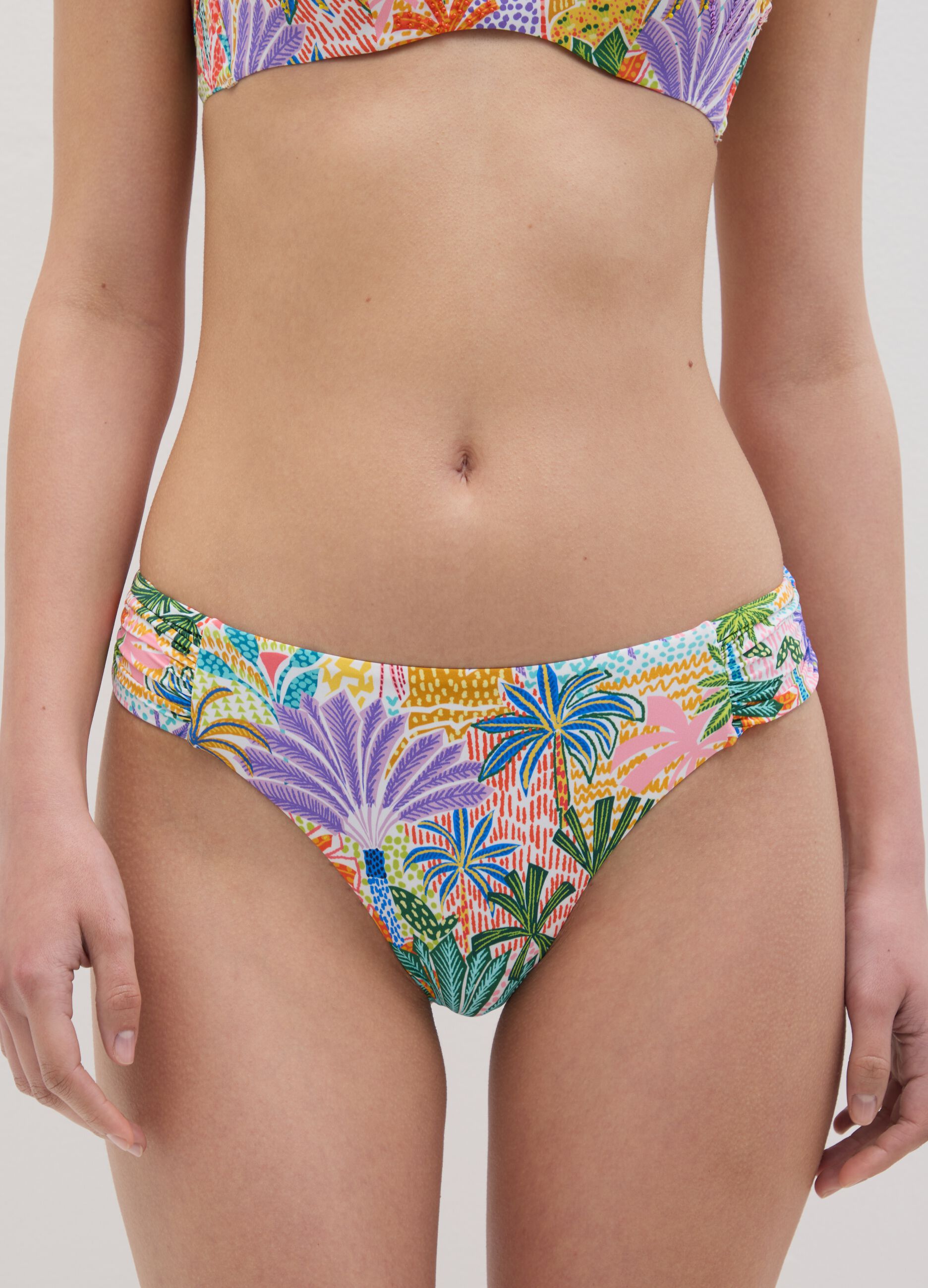 Slip bikini a vita alta da donna in misto elasticizzato multicolor