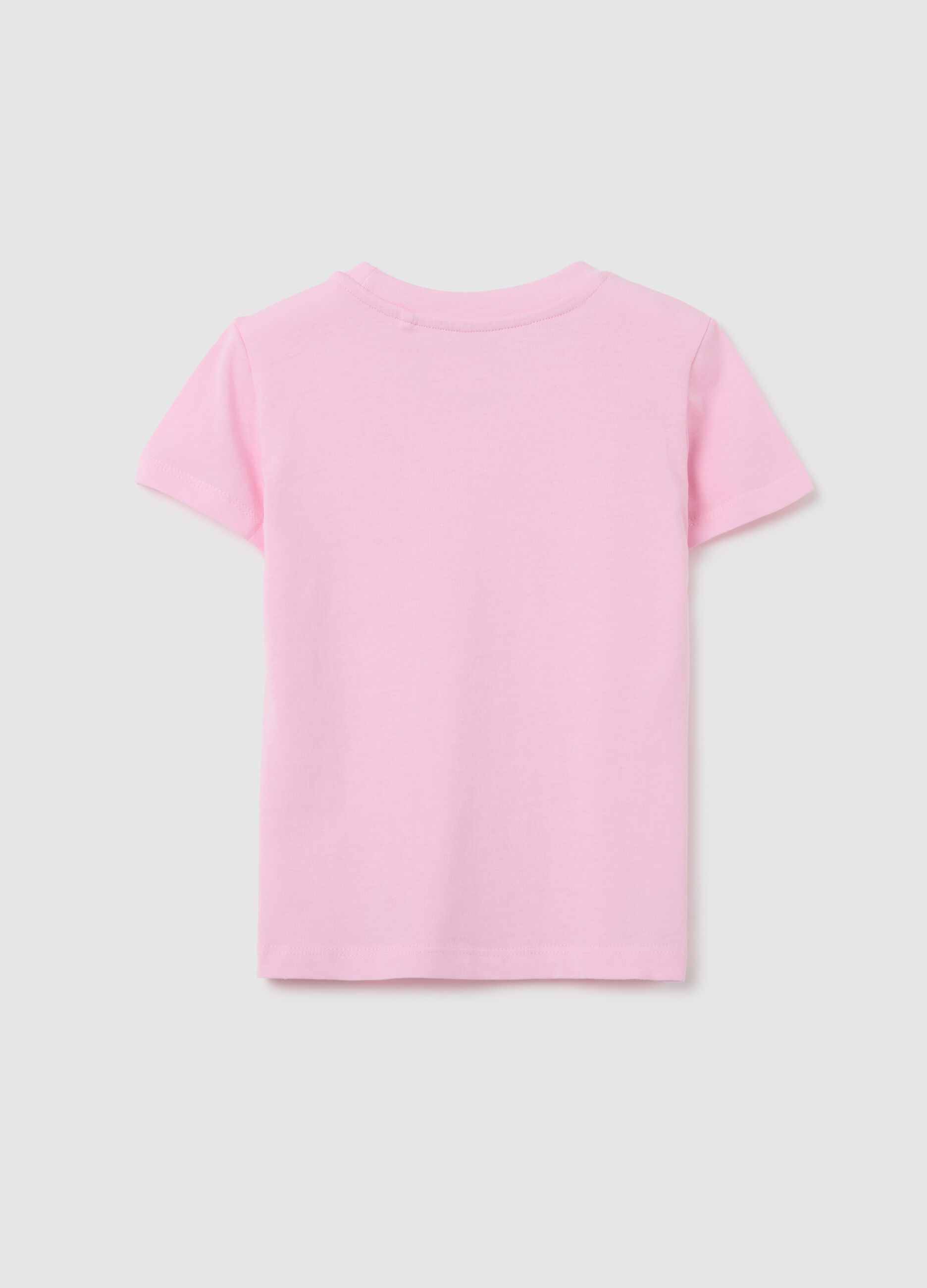 Girls' pink regular fit pure cotton T-shirt
