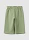 Green paper bag trousers for girls in stretchy cotton regular fit_1