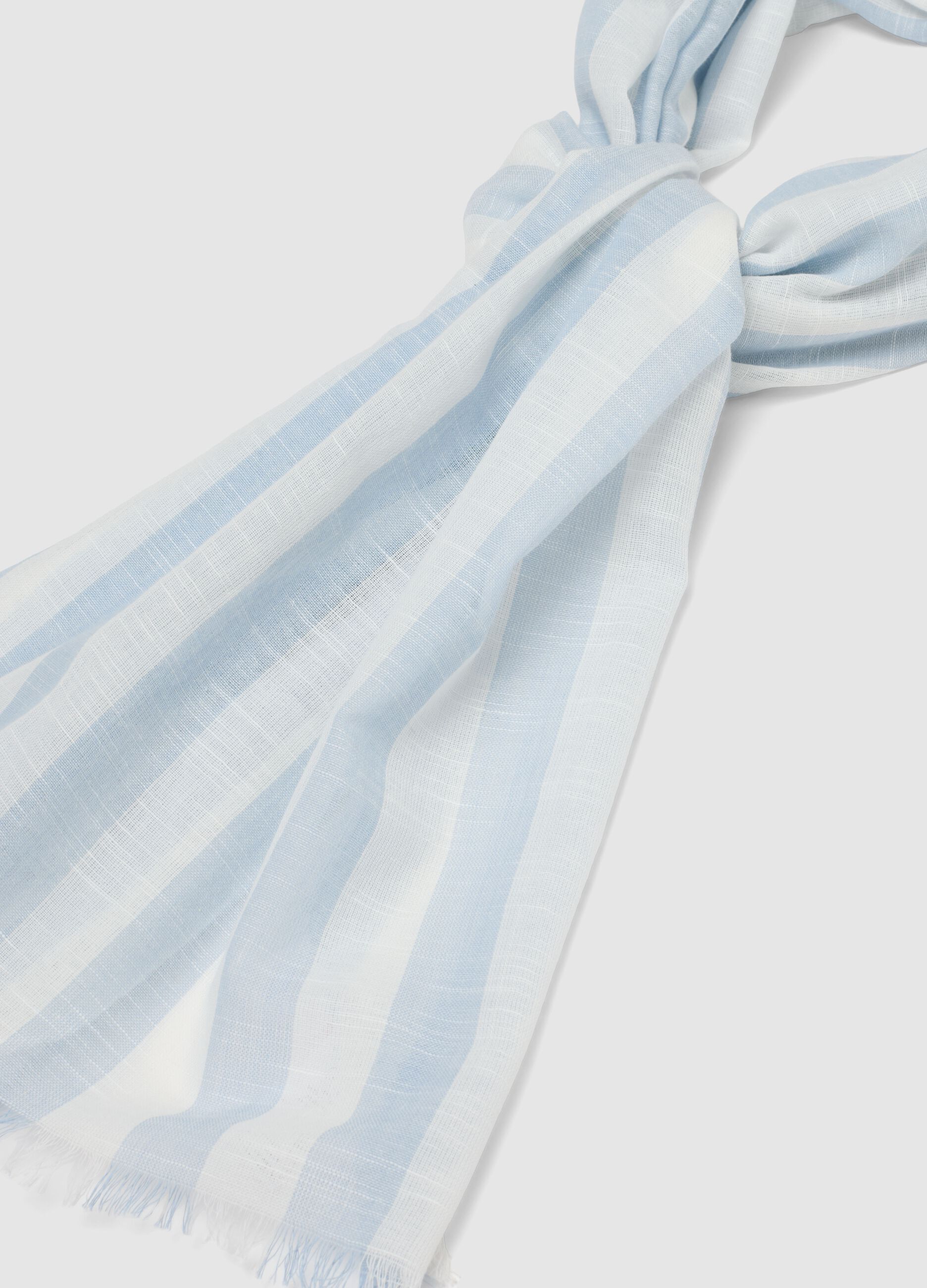 Multicoloured striped pure cotton scarf