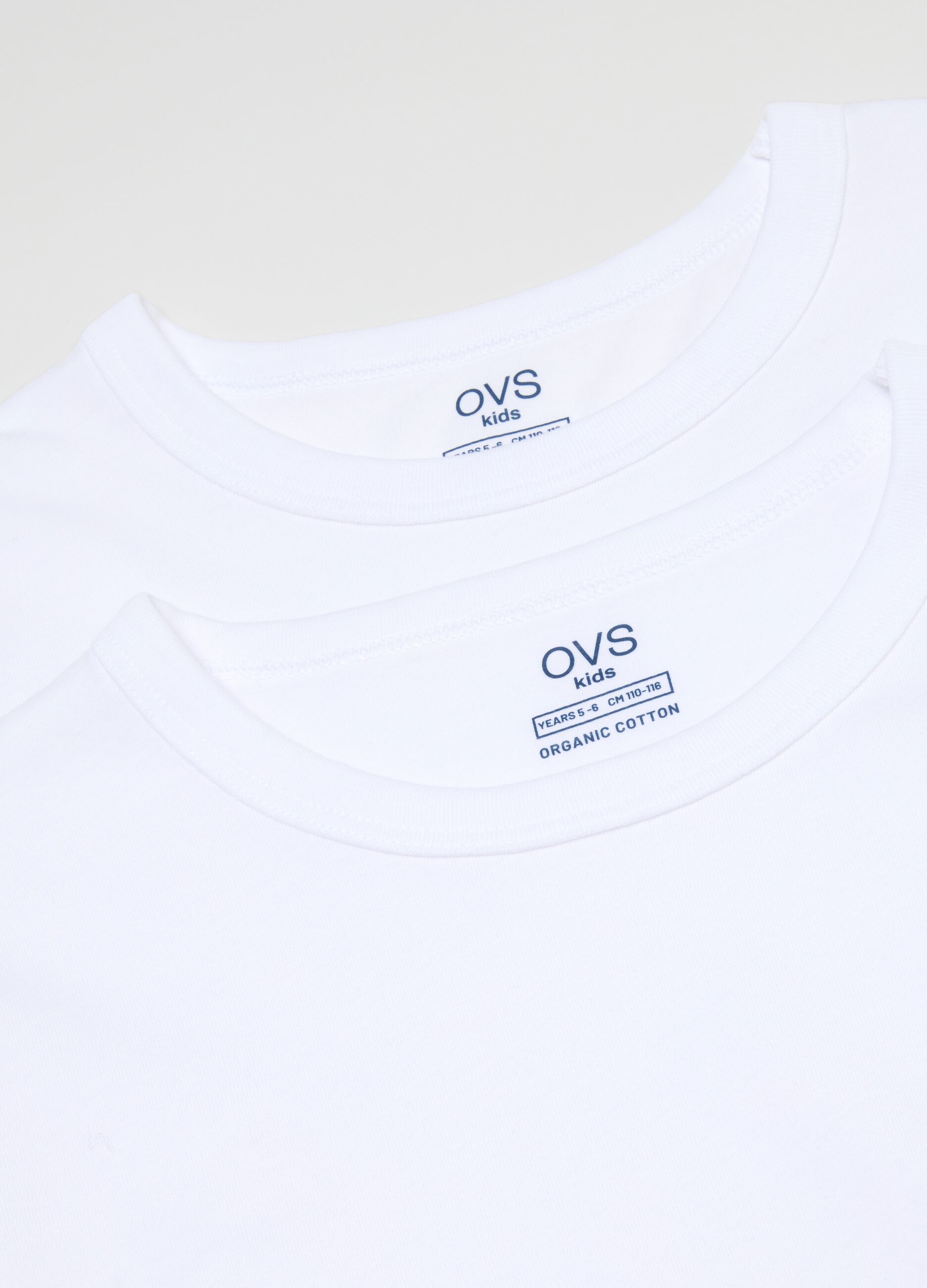 Pack of two white kids' t-shirts in pure cotton regular fit