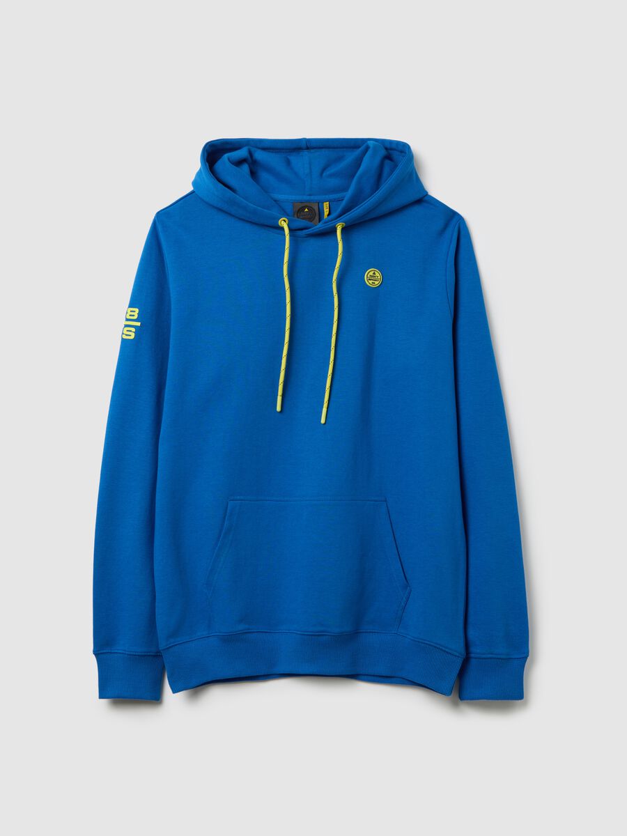 Blue sweatshirt with hood and logo_4