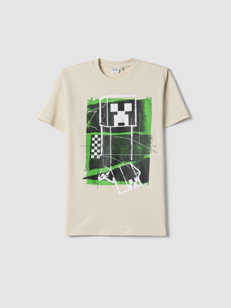 Boys' Beige Pure Cotton T-shirt with Relaxed Fit and Print_3