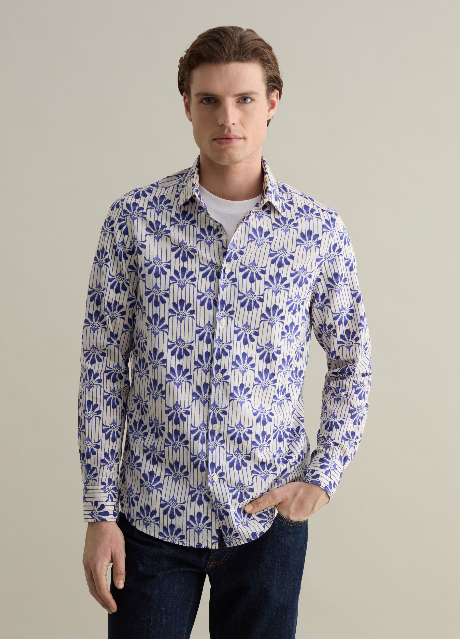 Cotton shirt with all-over print