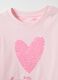 Pink stretch cotton t-shirt regular fit with heart for girls_2