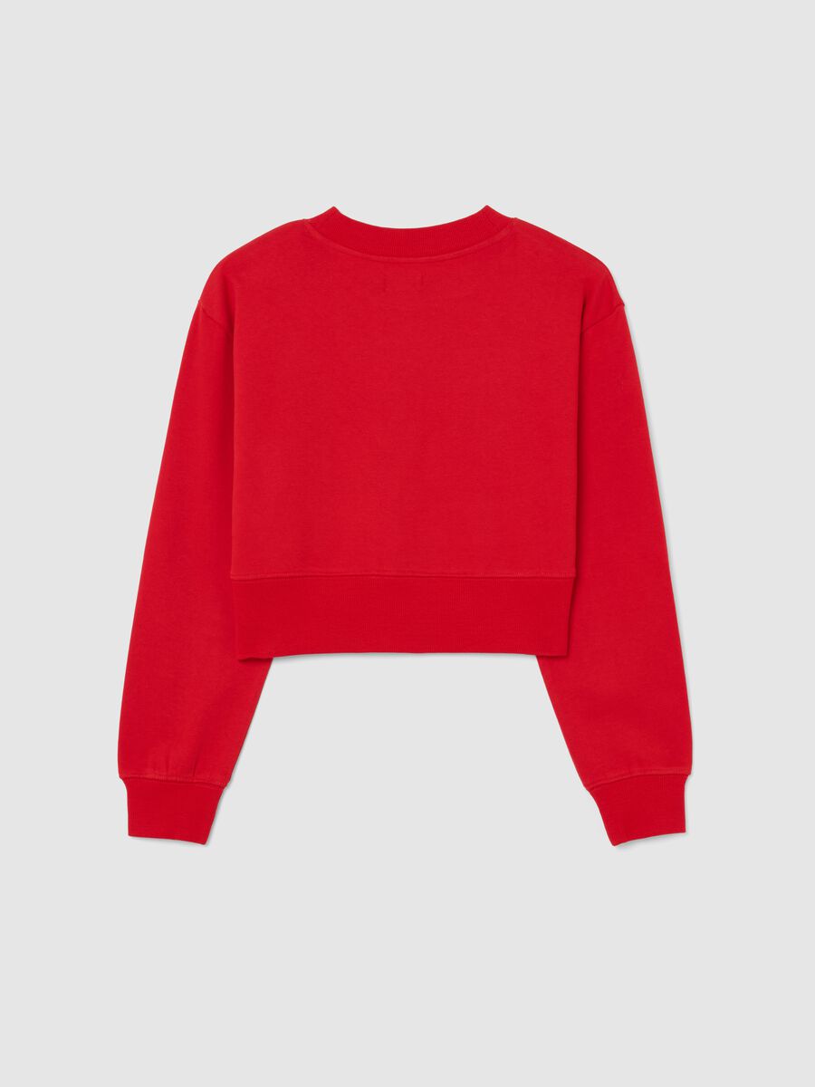 Girls' red crew neck sweatshirt in pure cotton regular fit_4