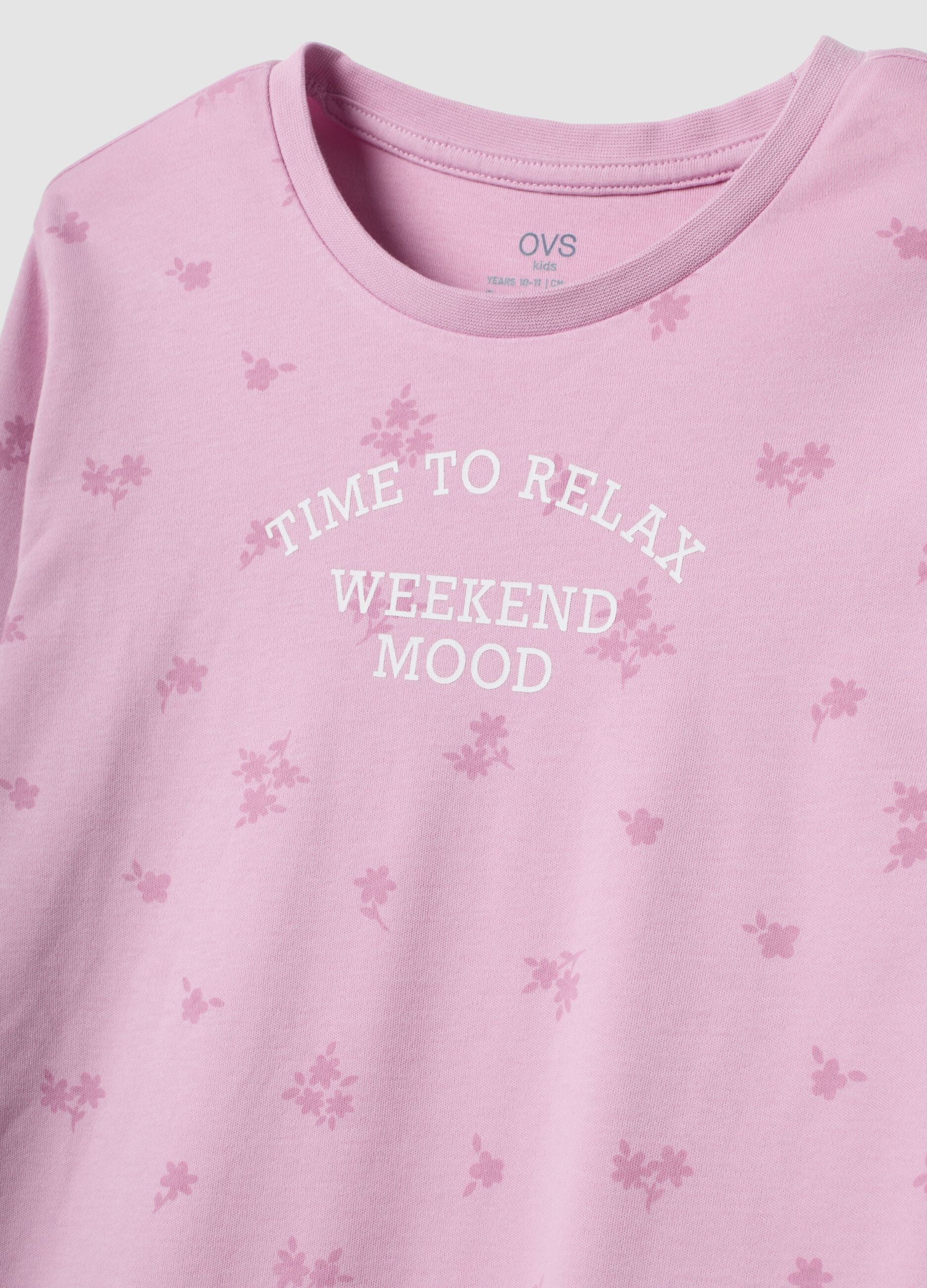 Pink pure organic cotton printed pyjamas for girls