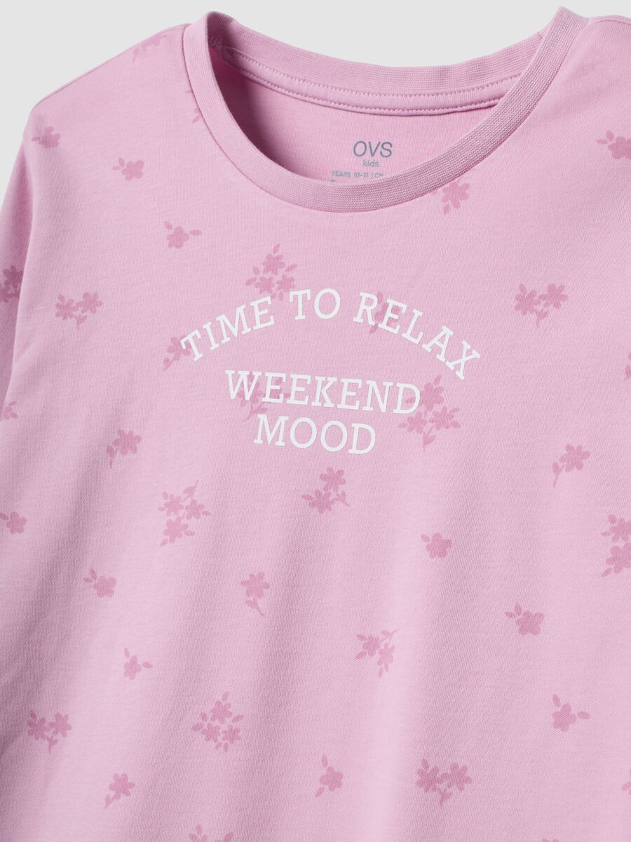 Pink pure organic cotton printed pyjamas for girls_2