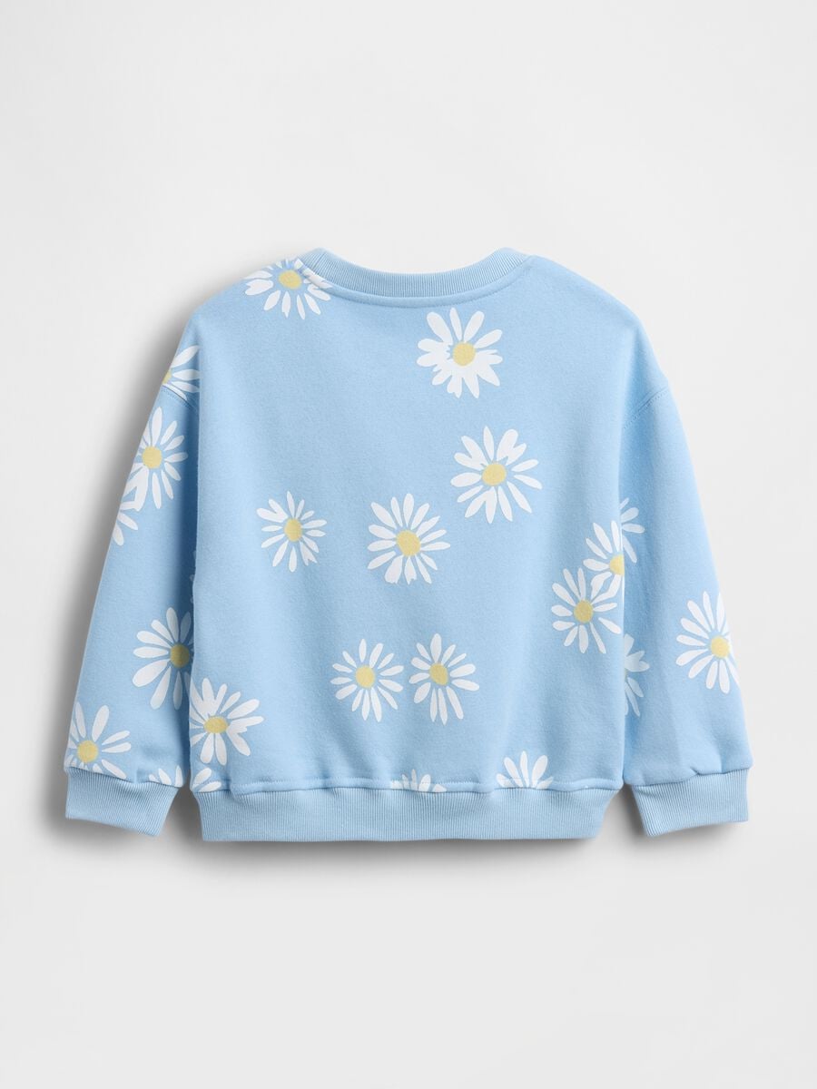 Light blue cotton-blend baby sweatshirt, regular fit, with daisies_1