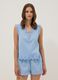 Sleeveless sky-blue pure cotton V-neck top, regular fit_2