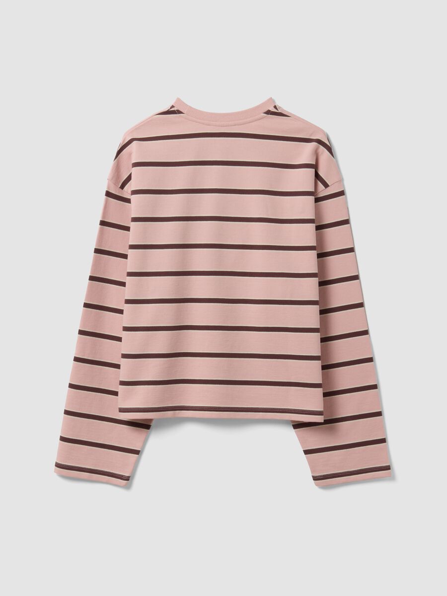 Felpa rosa in puro cotone a righe con girocollo relaxed fit_6