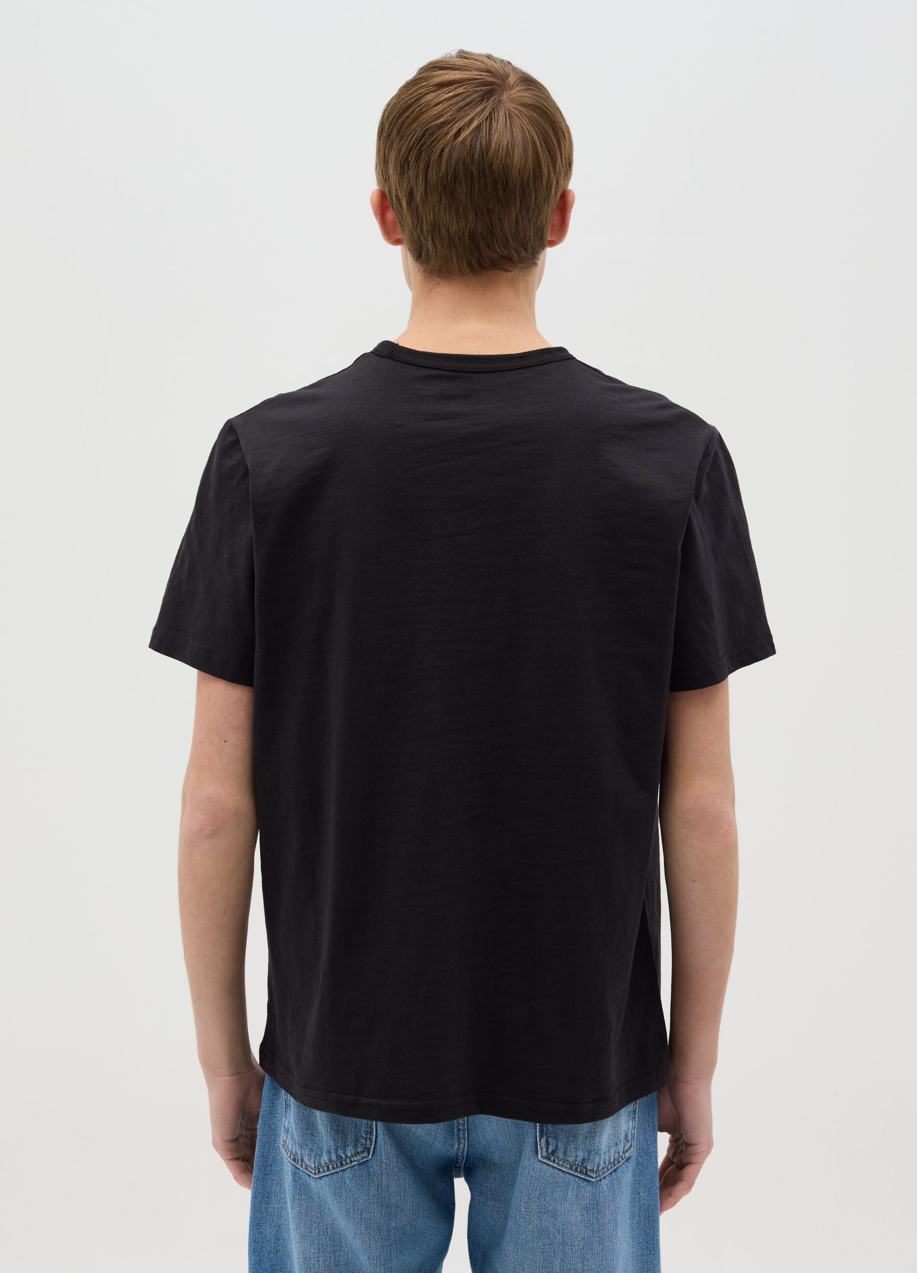 Cotton T-shirt with poker motif print