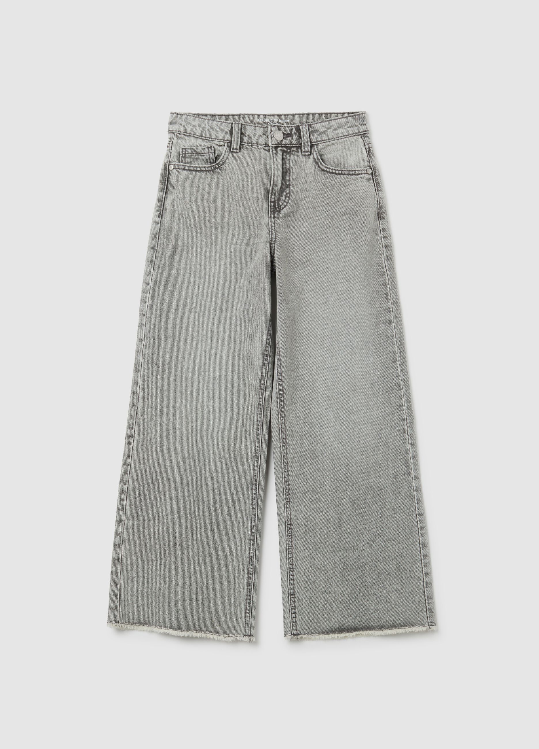 Jeans da ragazza in puro cotone grigi culotte
