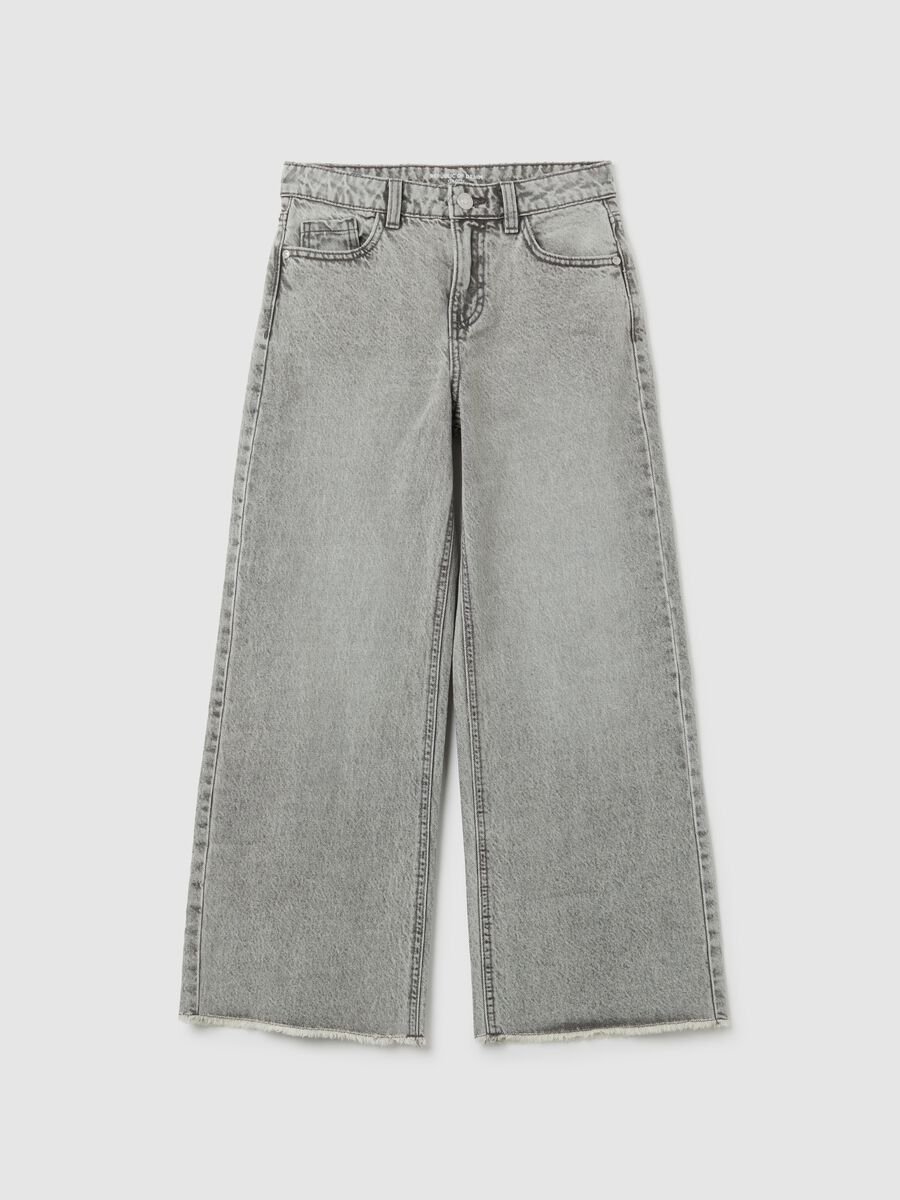 Jeans da ragazza in puro cotone grigi culotte_0