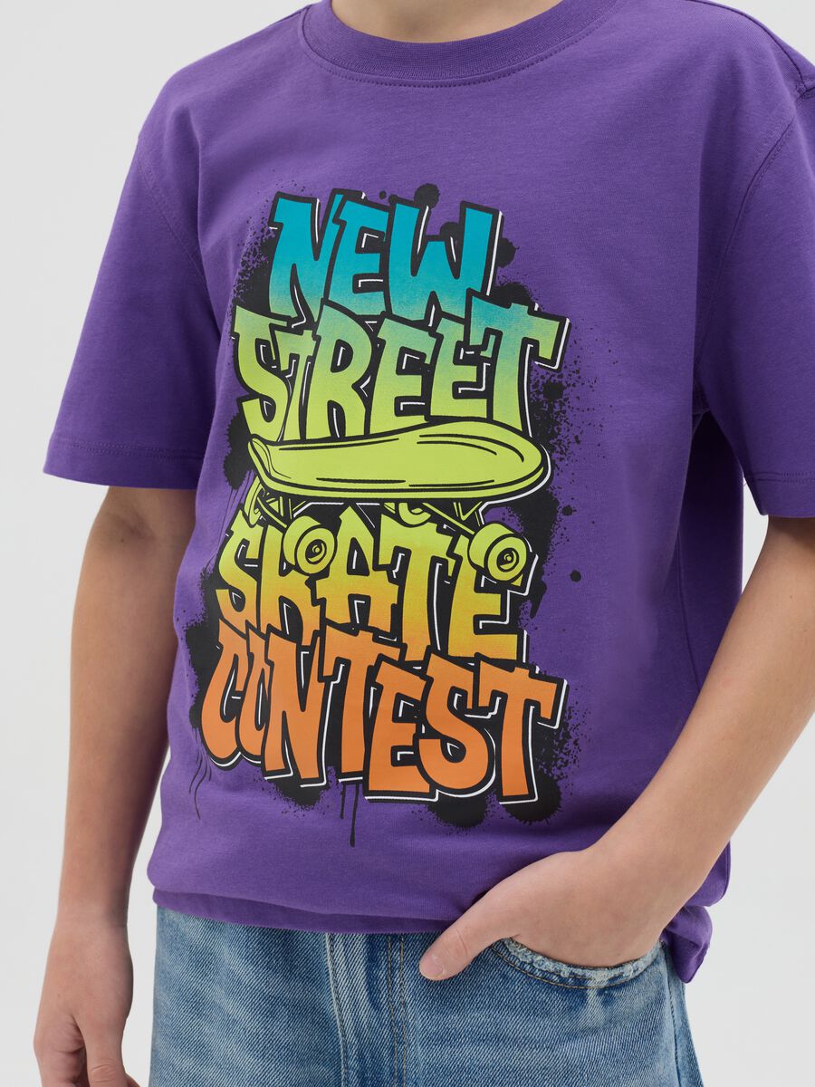 Cotton T-shirt with "New Street Skate Contest" print_1