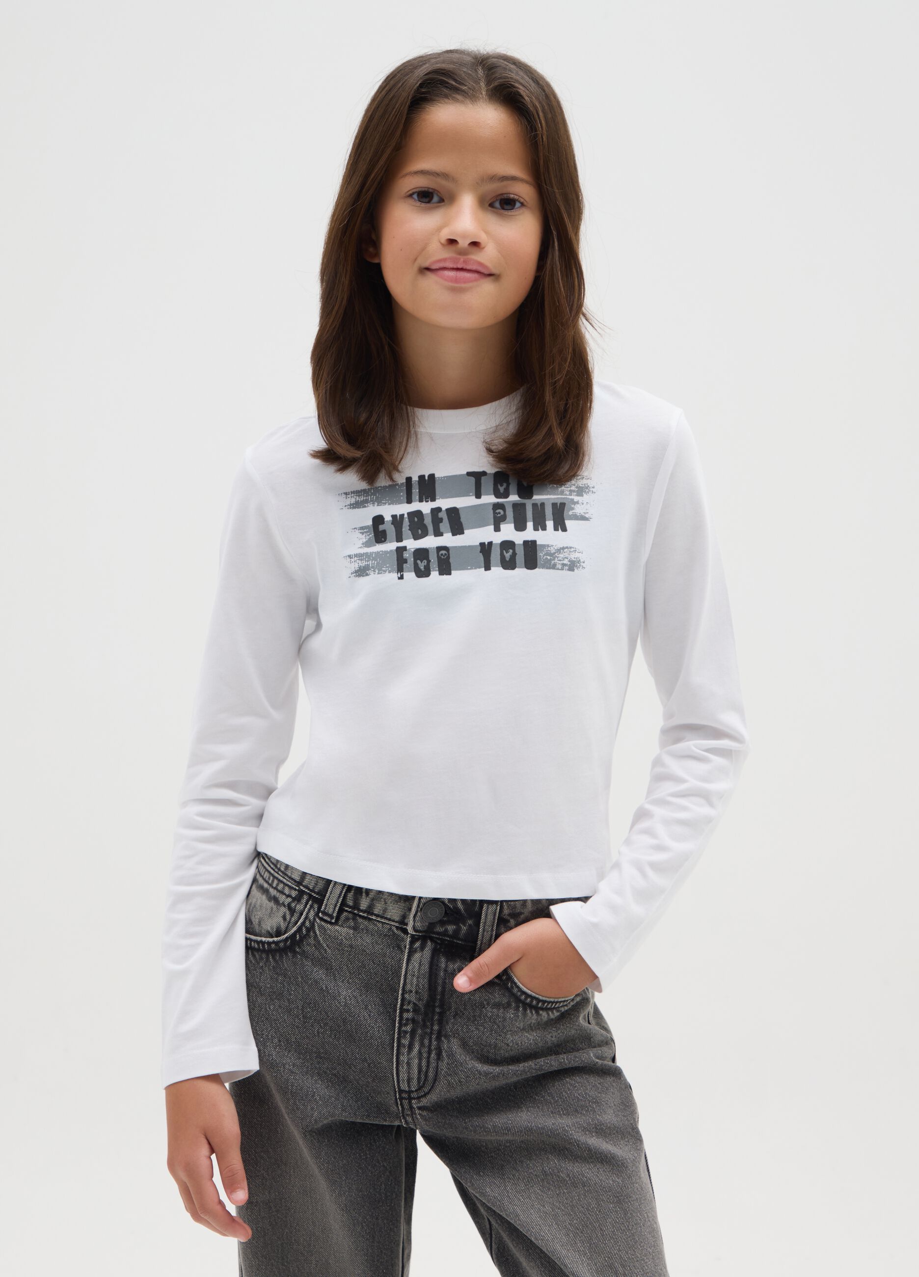 Girl's pure cotton white regular fit top