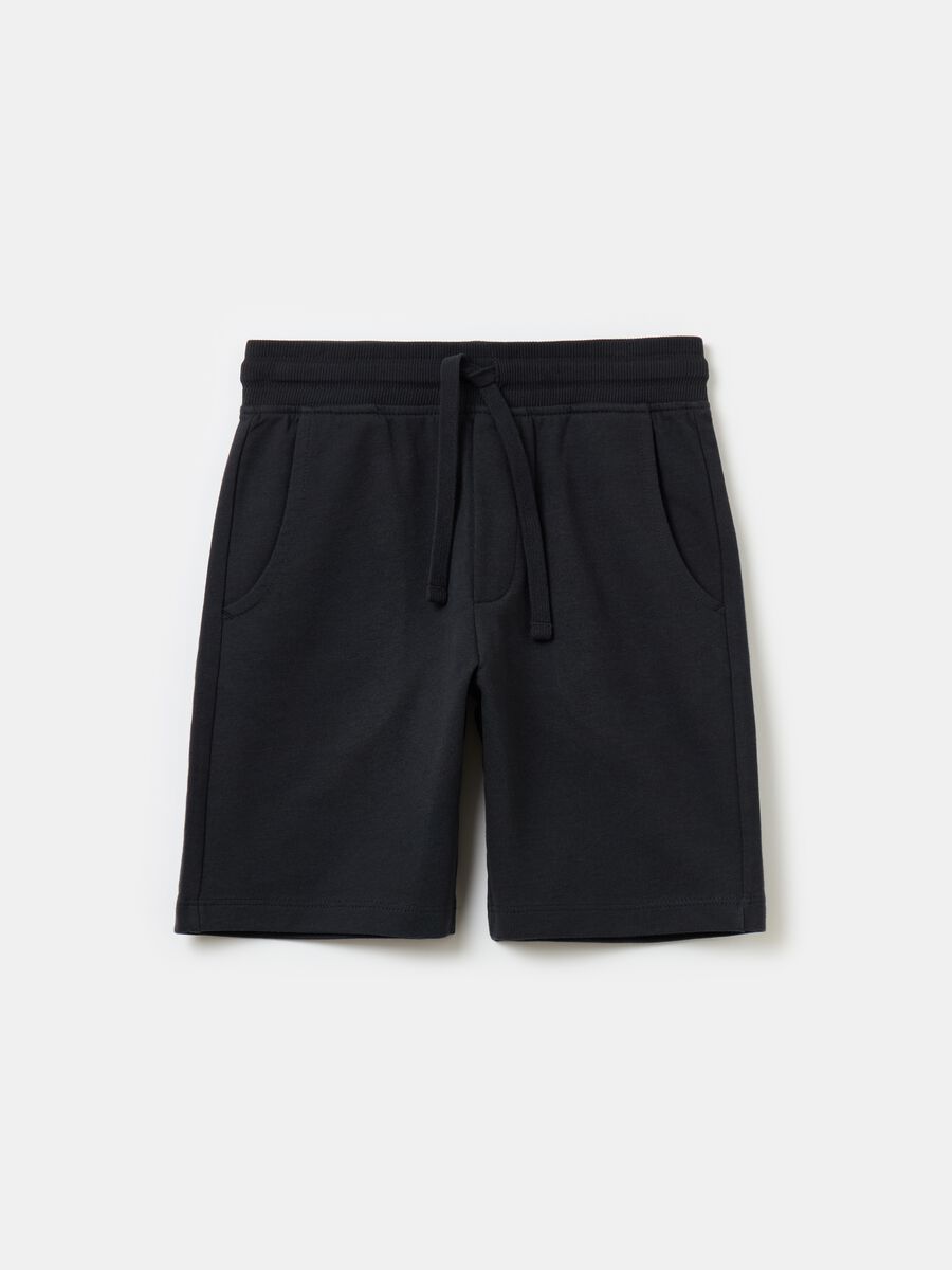 Fleece Bermuda shorts with drawstring_0