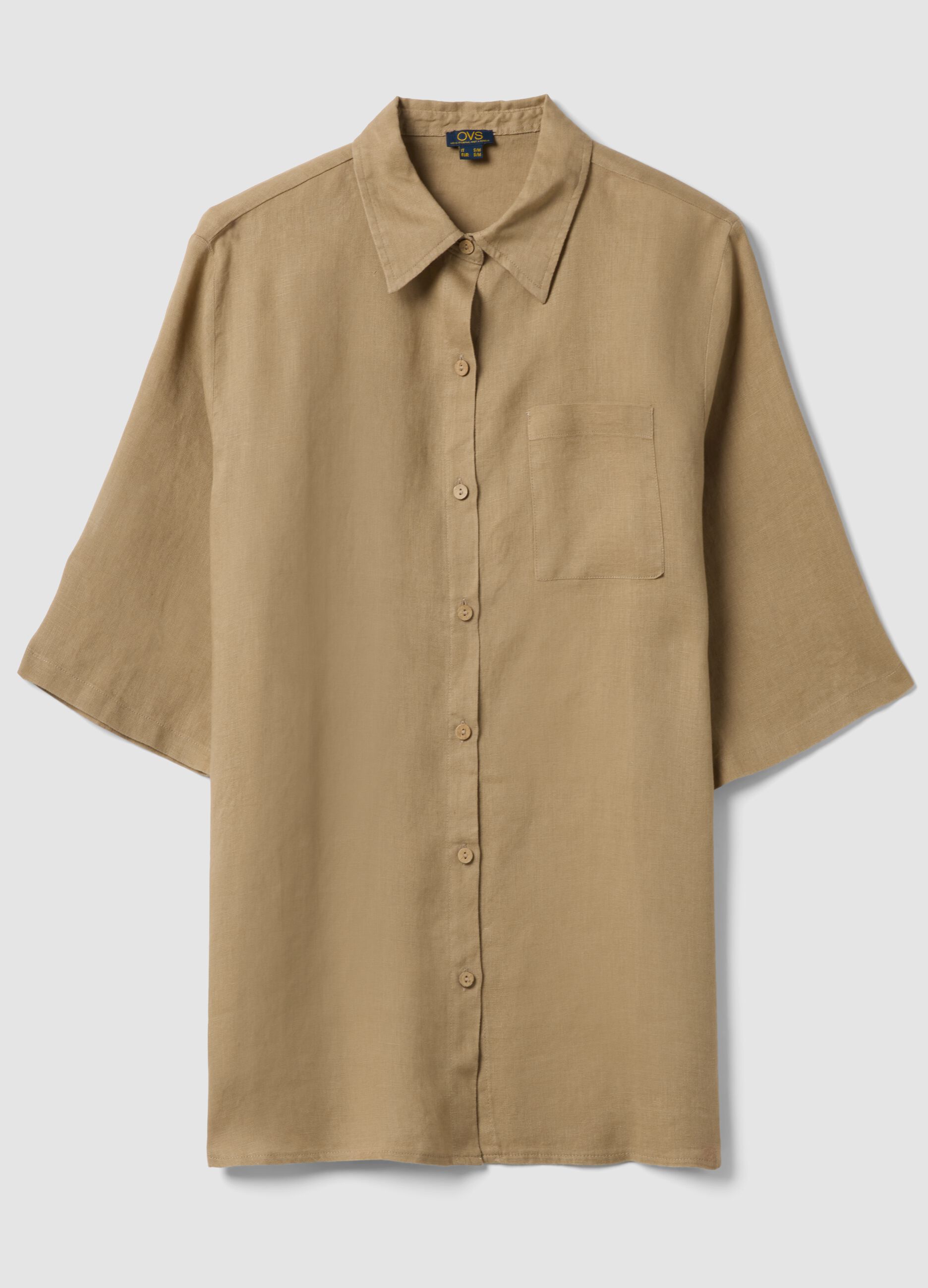 Long beige pure linen beach cover-up