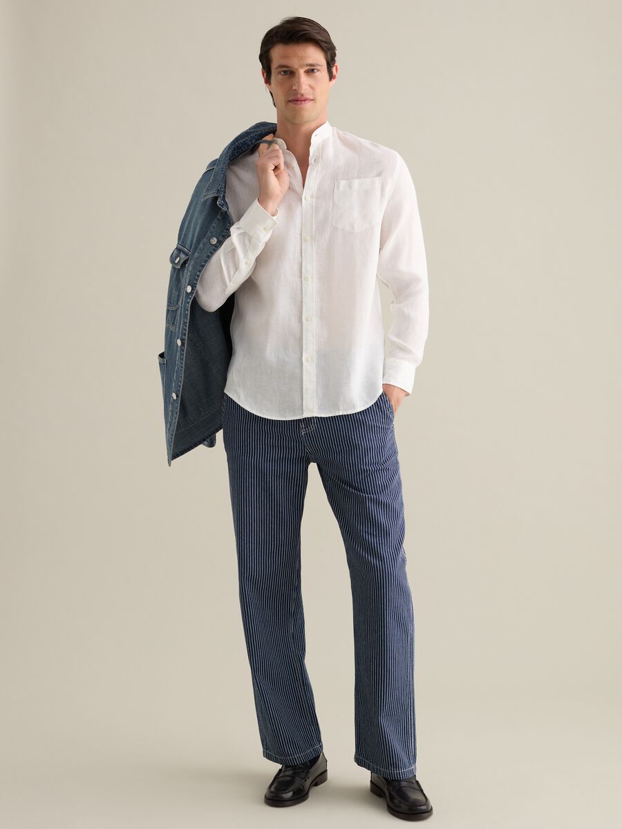 Casual White Linen Shirt Piombo_1