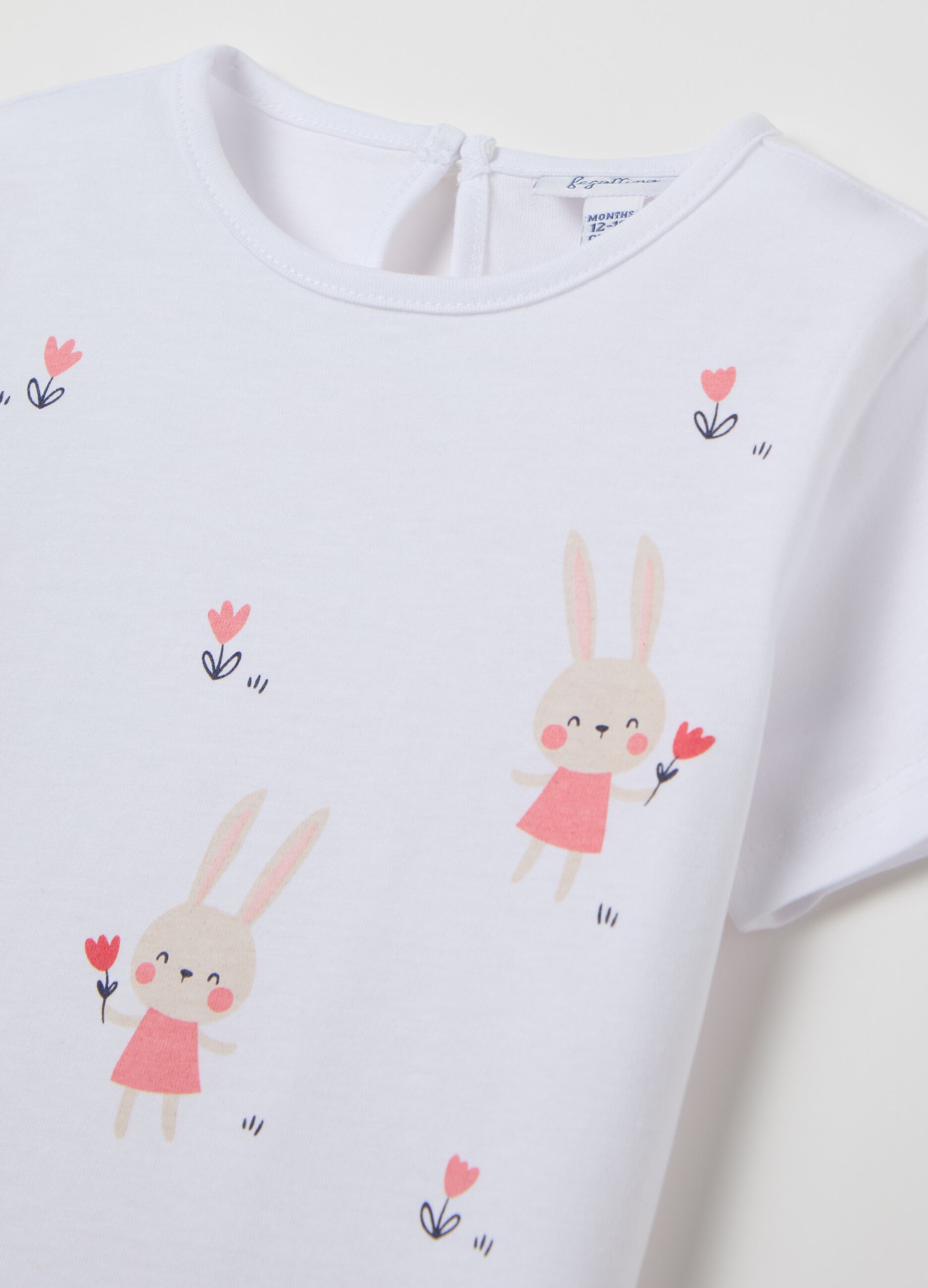 Cotton T-shirt with rabbits print