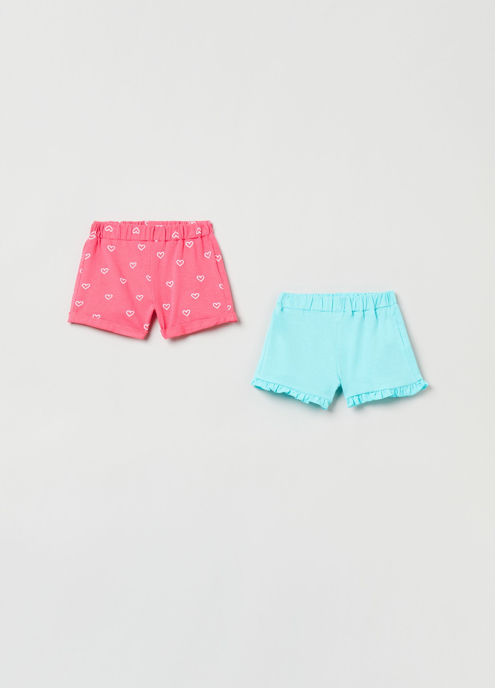 Bipack shorts in jersey con stampa e rouches_0