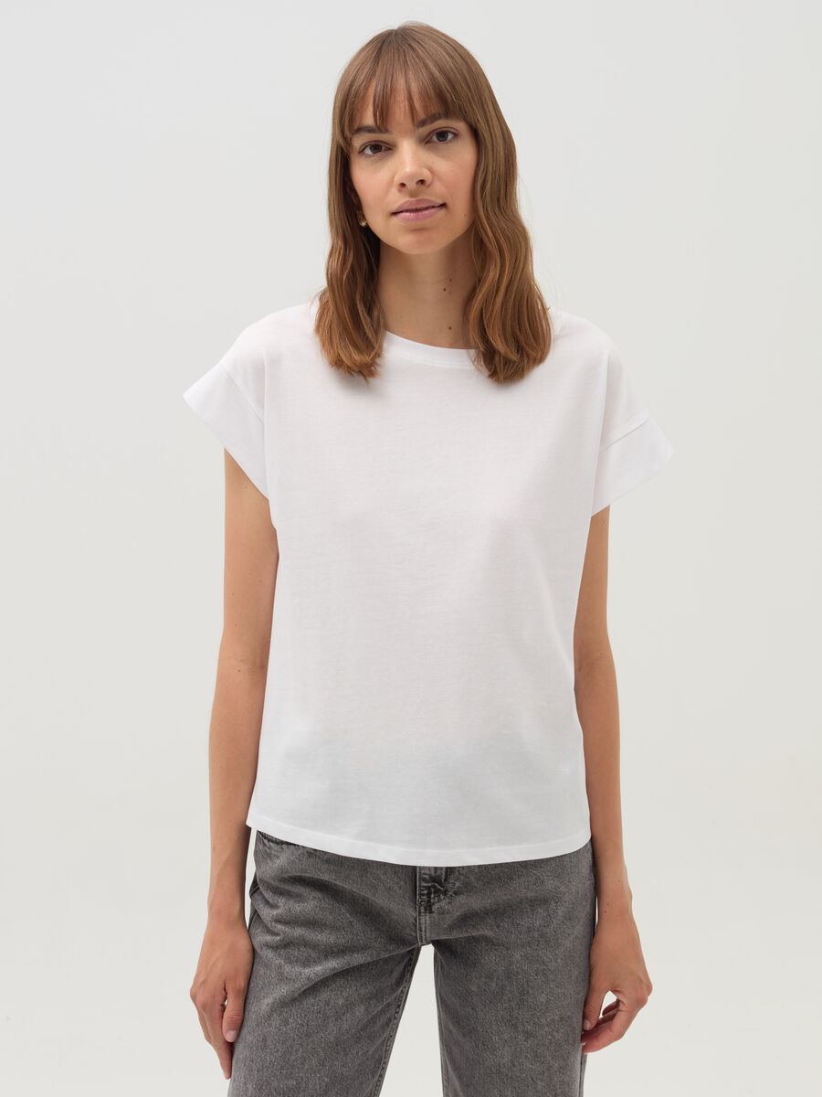 Cotton T-shirt with kimono sleeves_0