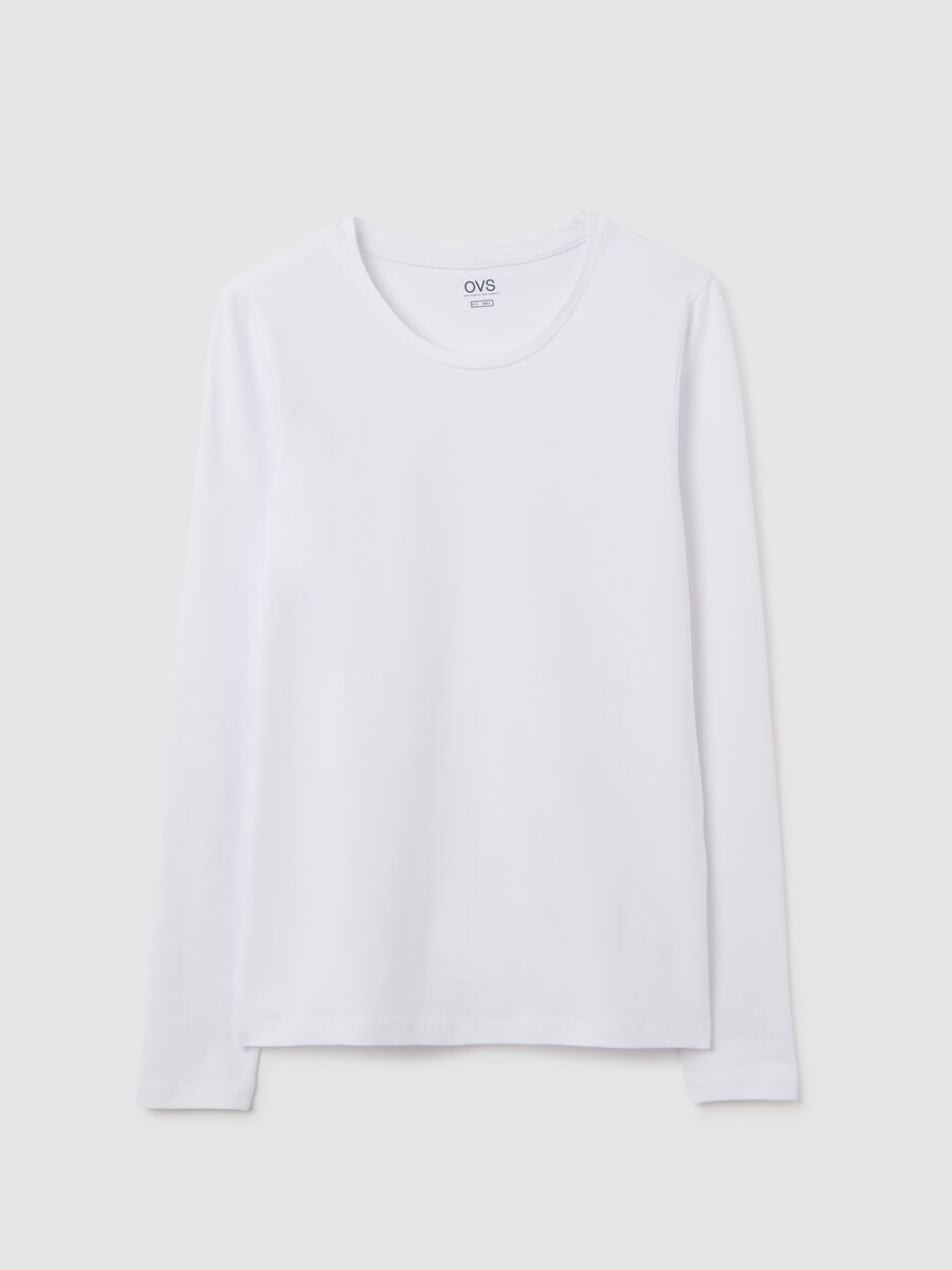 T-shirt a maniche lunghe bianca elasticizzata_4