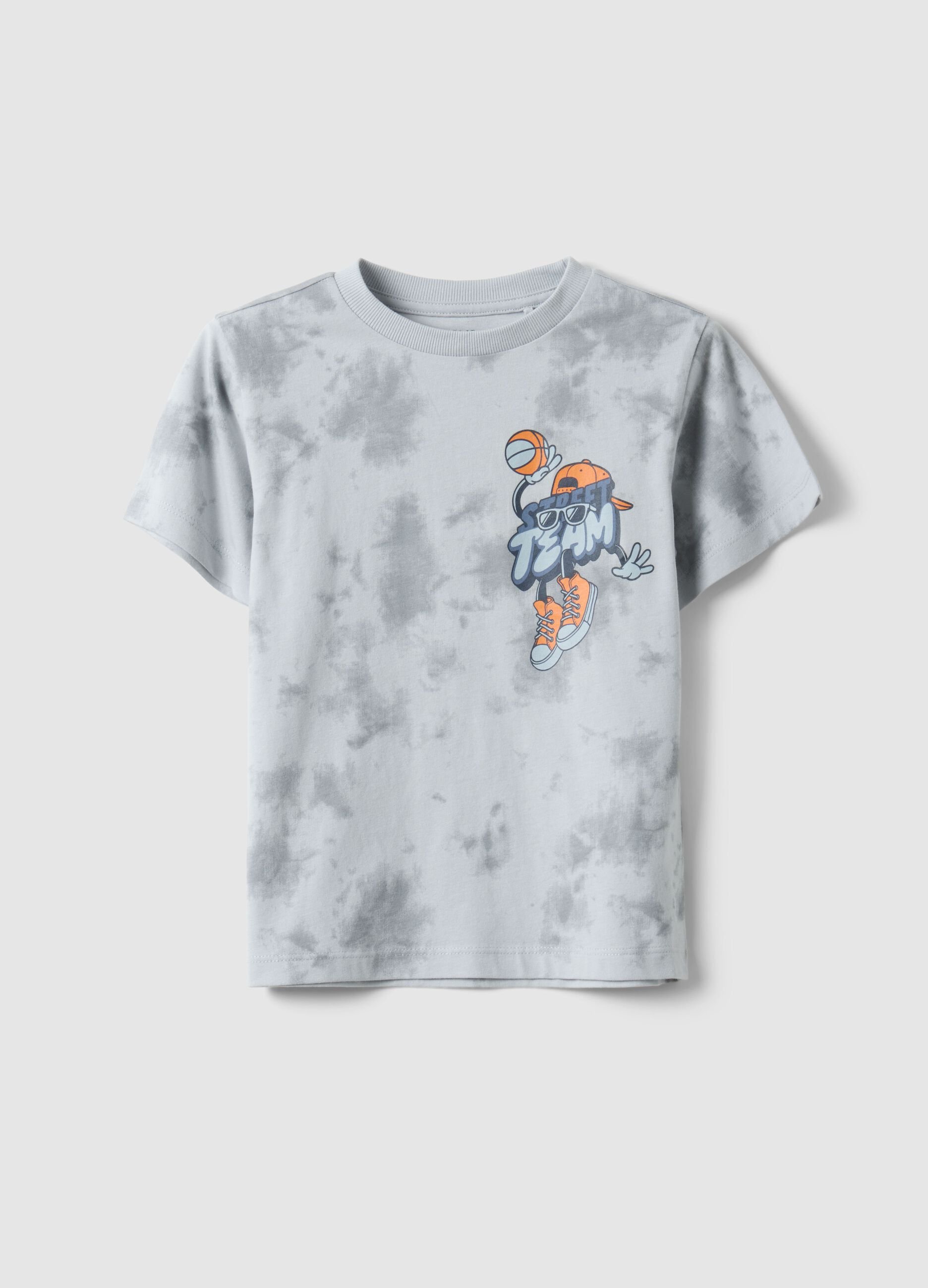 Children's Grey Tie-Dye Pure Cotton T-shirt Regular Fit