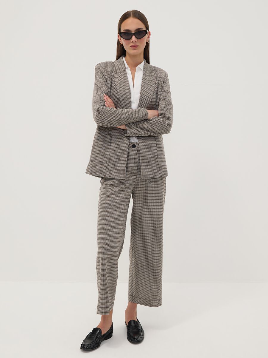 Pantaloni culotte beige in viscosa elasticizzata_0