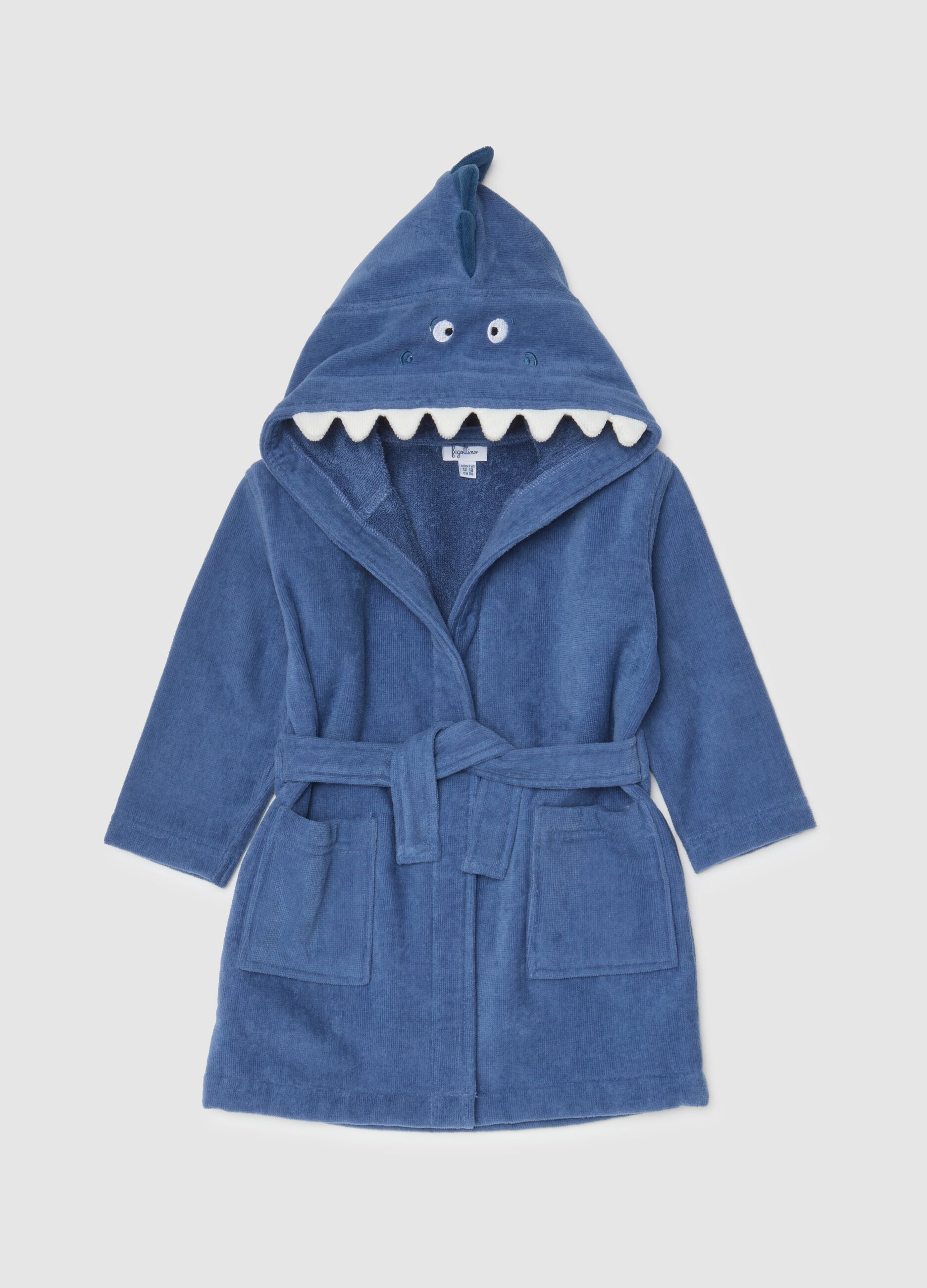 Children's blue pure cotton bathrobe