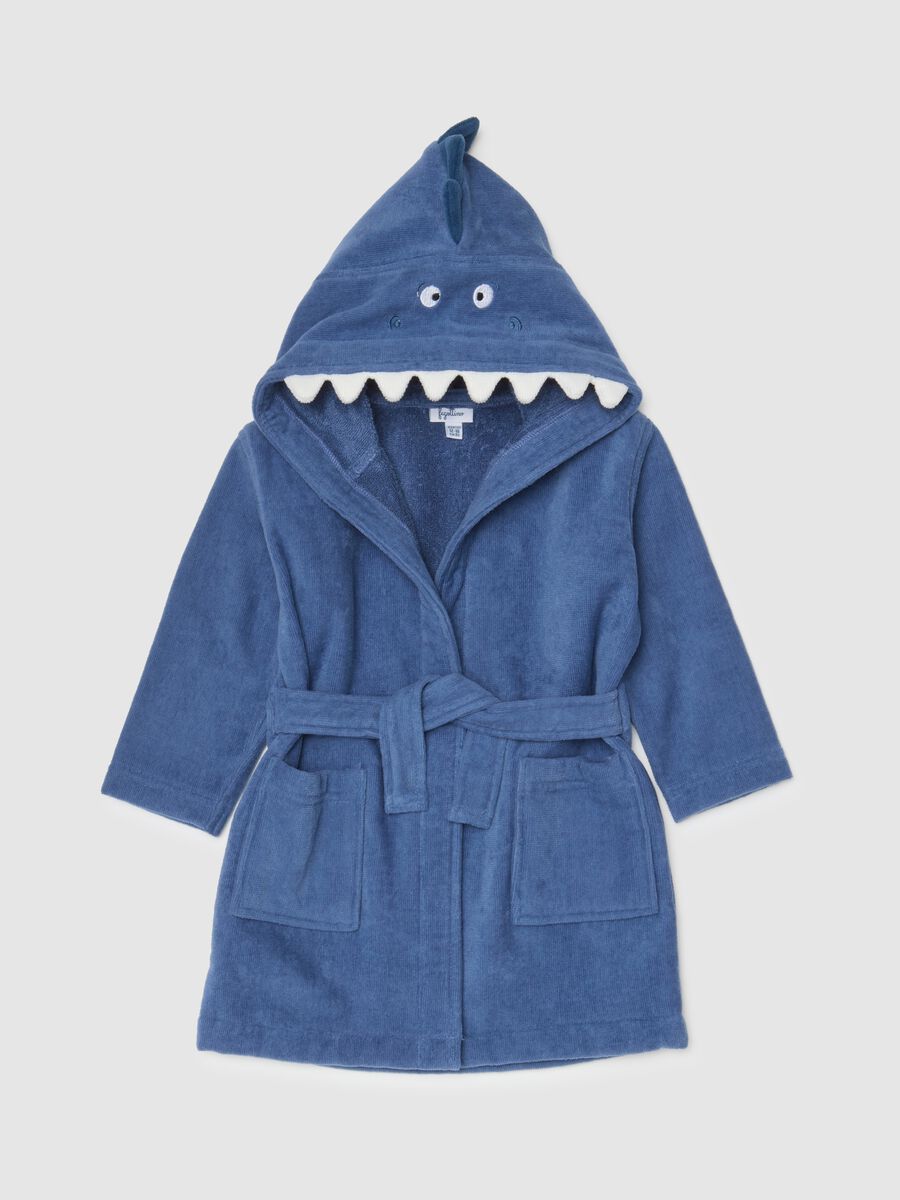 Children's blue pure cotton bathrobe_0