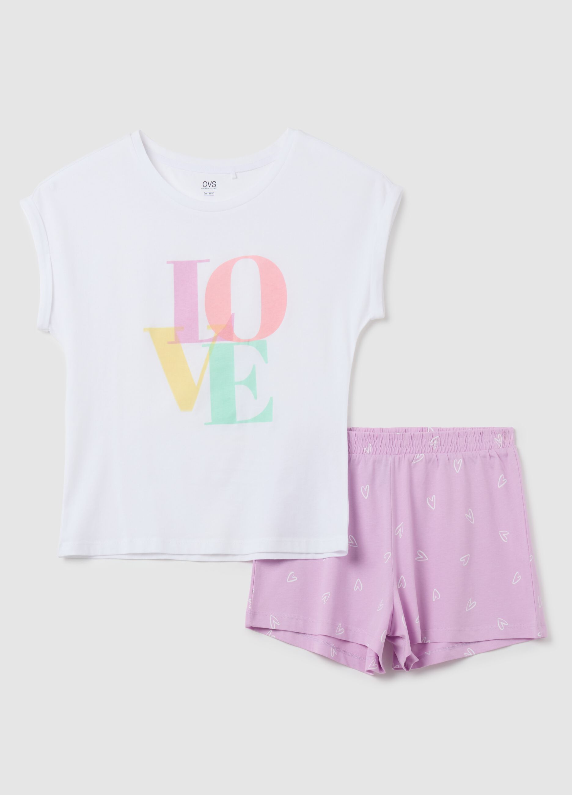 Set pigiama in puro cotone bianco regular fit