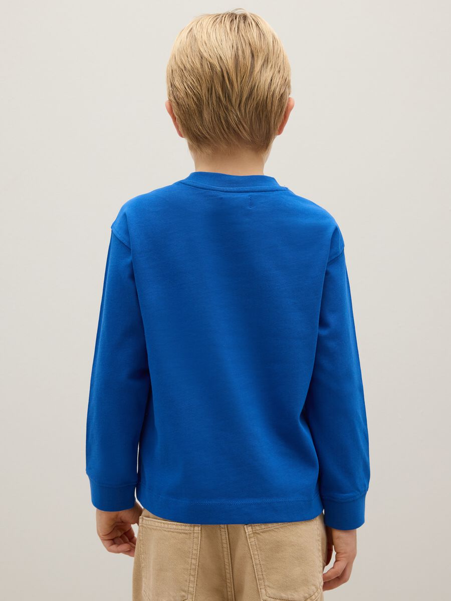T-shirt da bambino in puro cotone blu regular fit_1