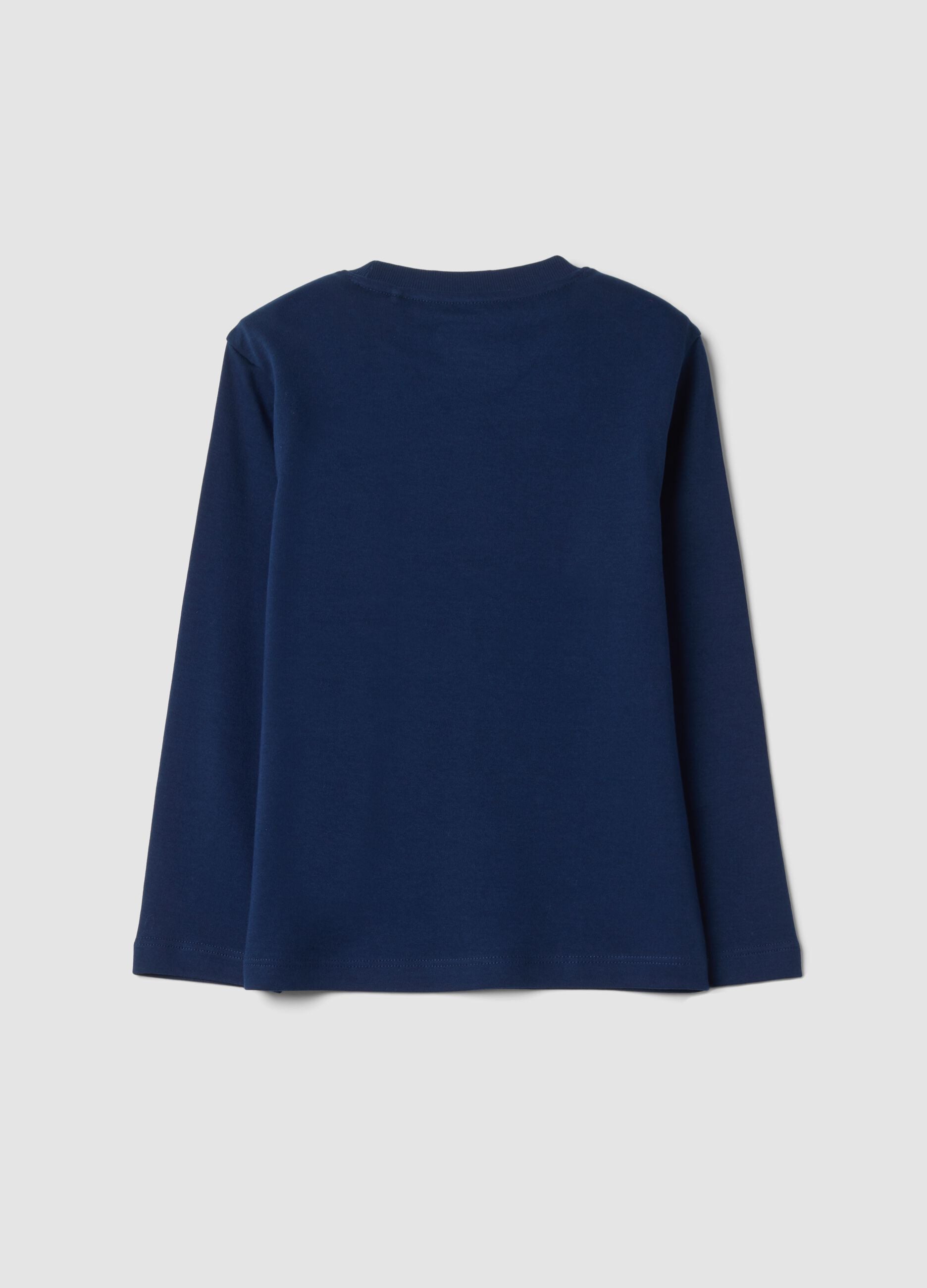 T-shirt blu navy in puro cotone organico con girocollo