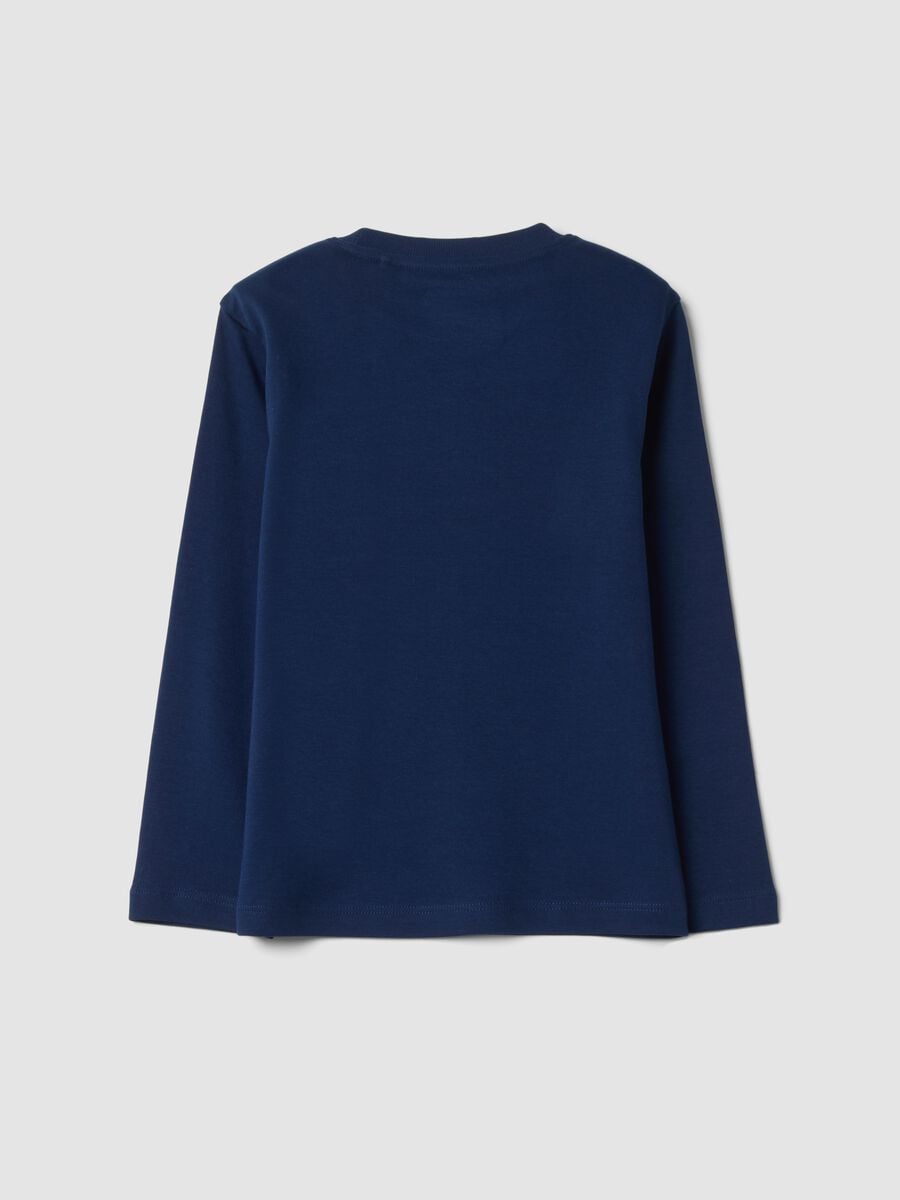 Navy blue crew-neck T-shirt in pure organic cotton_1