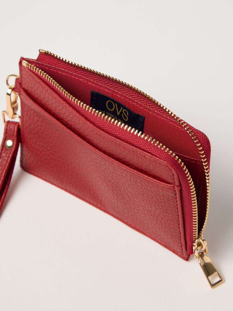 Textured red wallet with strap_2