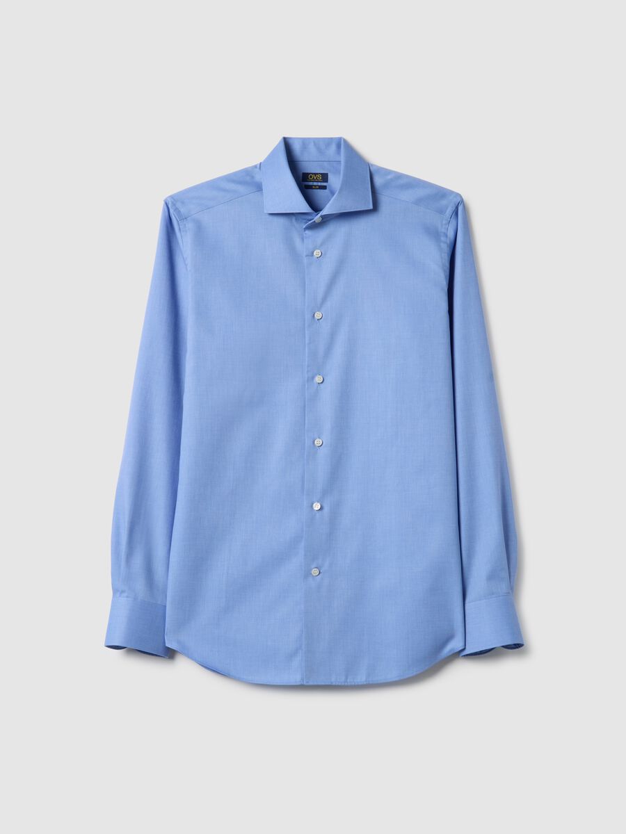 Slim fit light blue pure cotton shirt_4