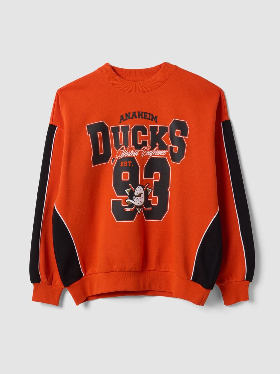 Red cotton-blend sweatshirt with Anaheim Ducks print_4