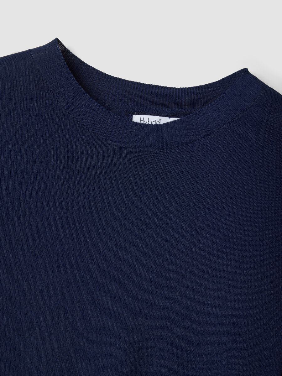 Blue Viscose Blend Regular Fit T-shirt_5