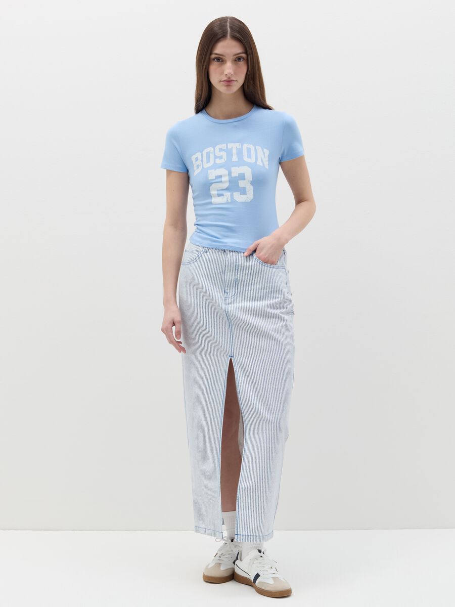 Crop T-shirt with lettering print_1