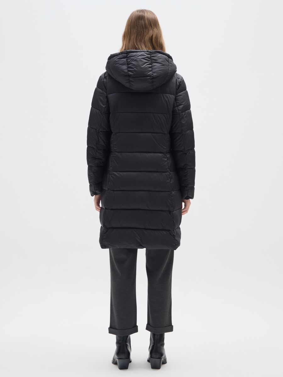 Black padded jacket with hood in technical fabric_2
