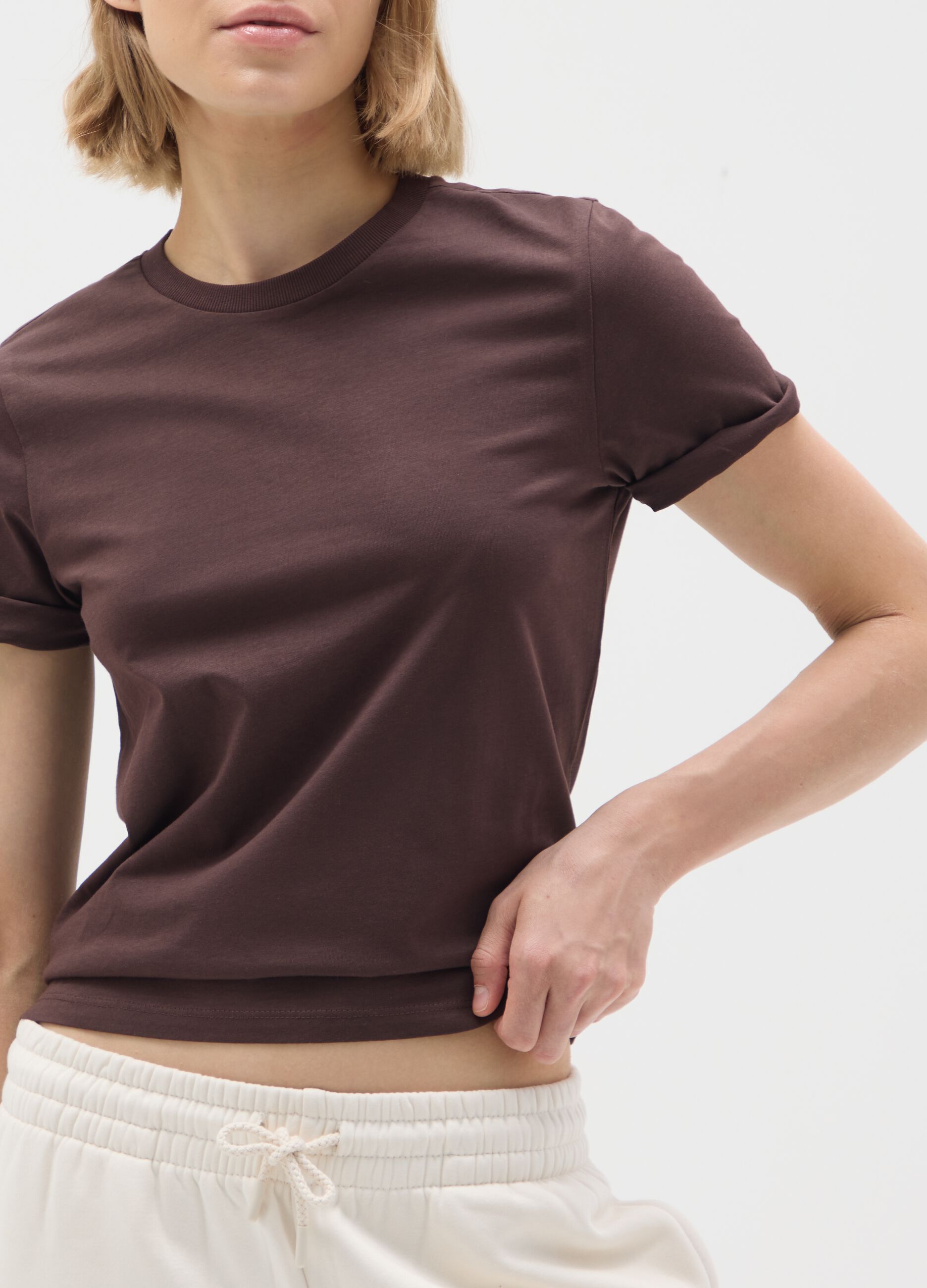 T-shirt in puro cotone marrone regular fit