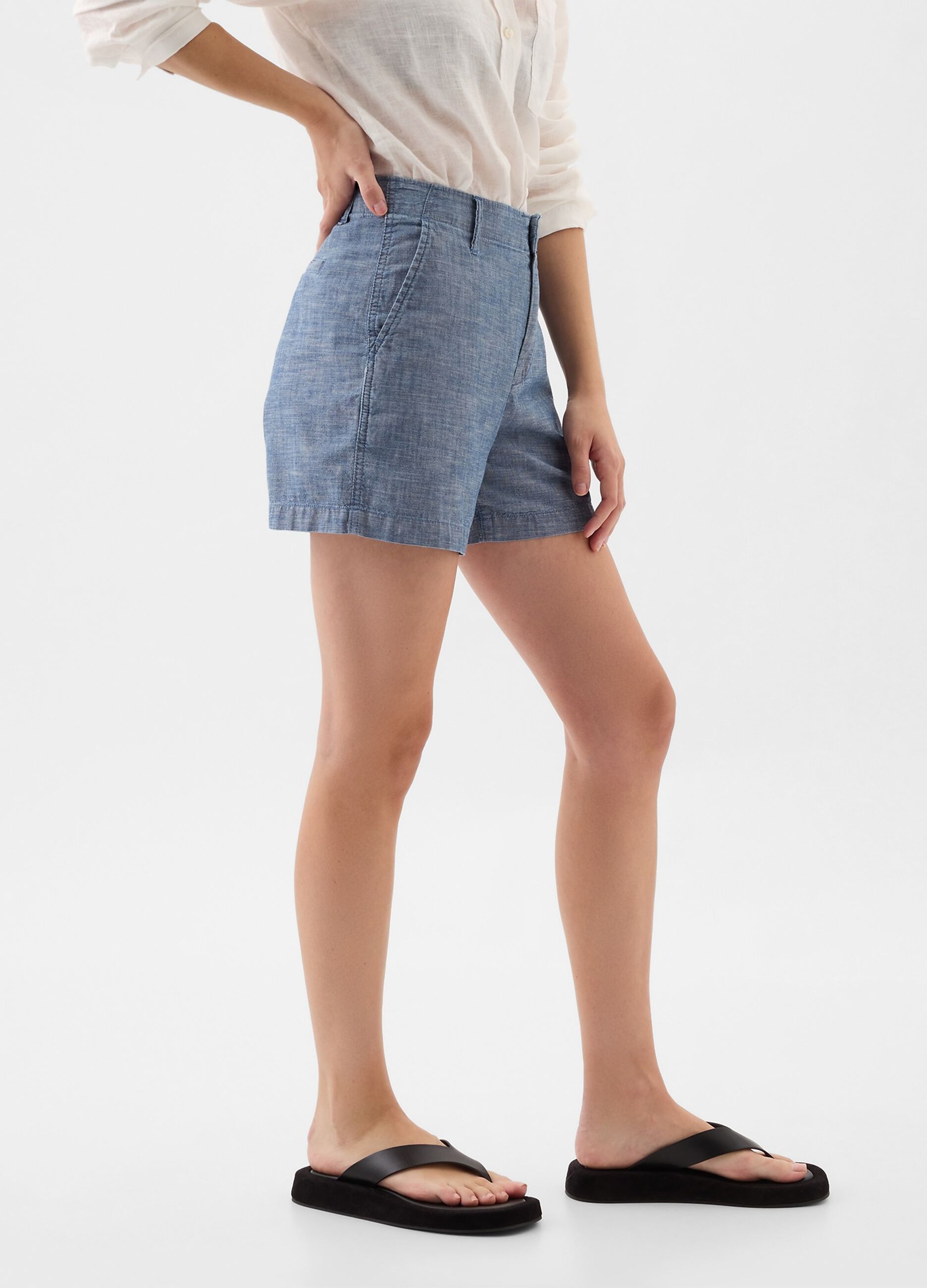 Chambray cotton shorts