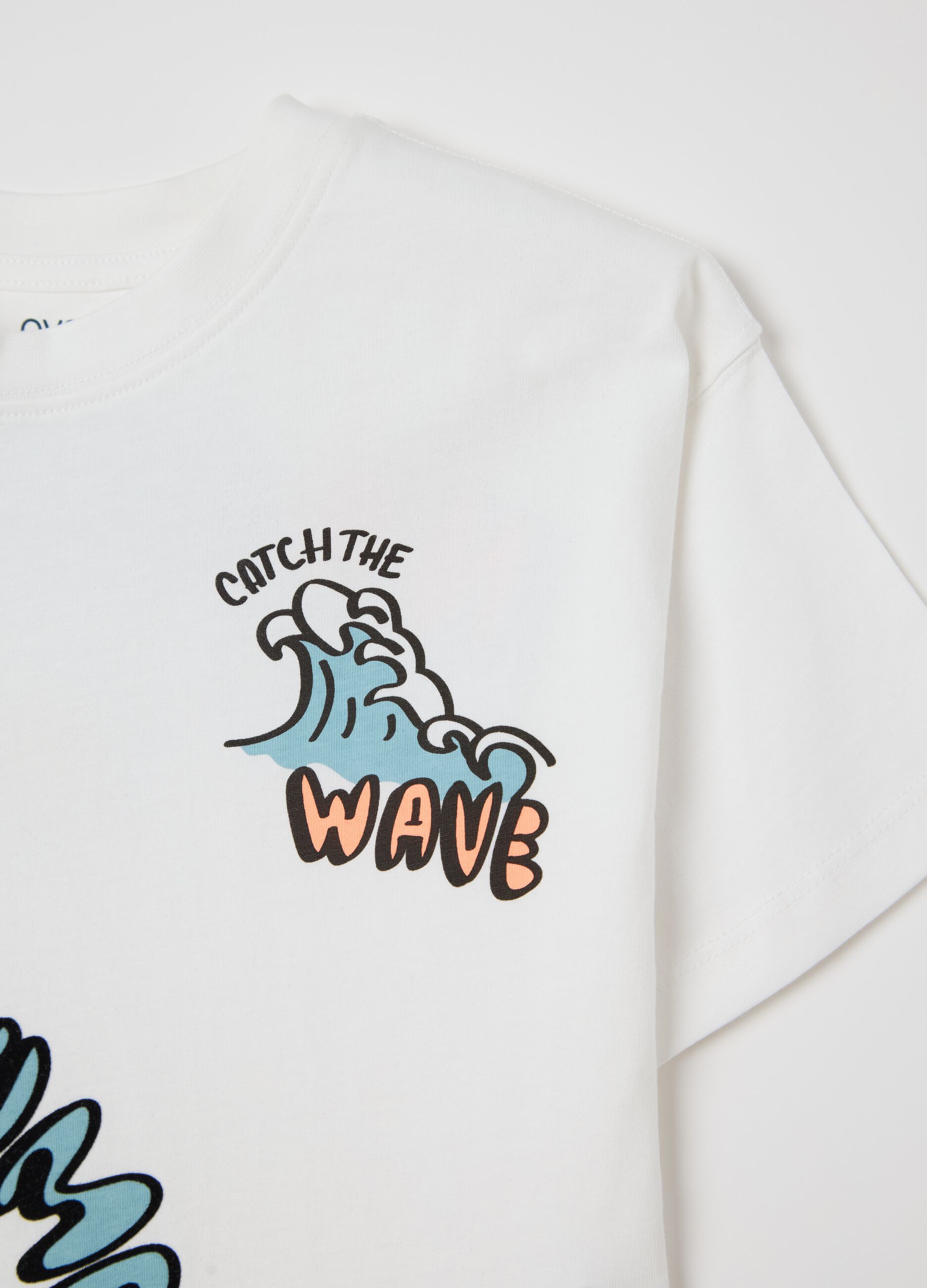 White T-shirt in cotton with "Summer" print