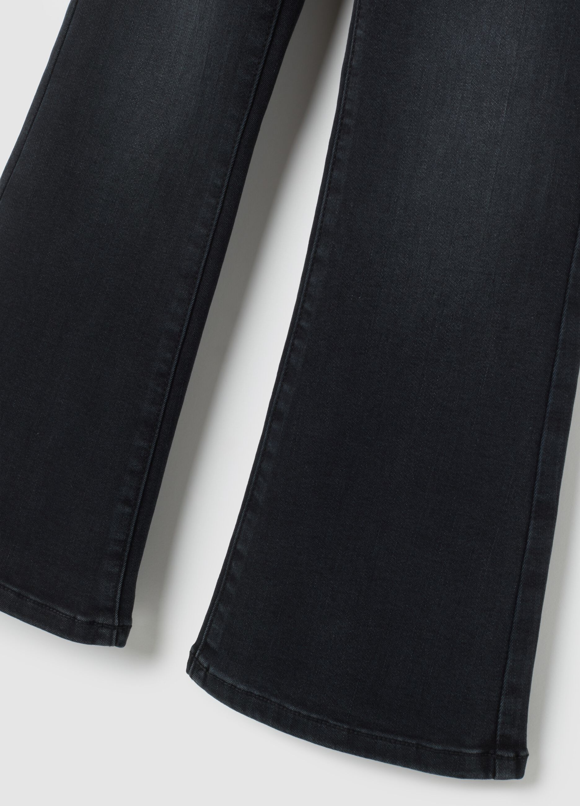 Jeggings da bambina in denim nero flare